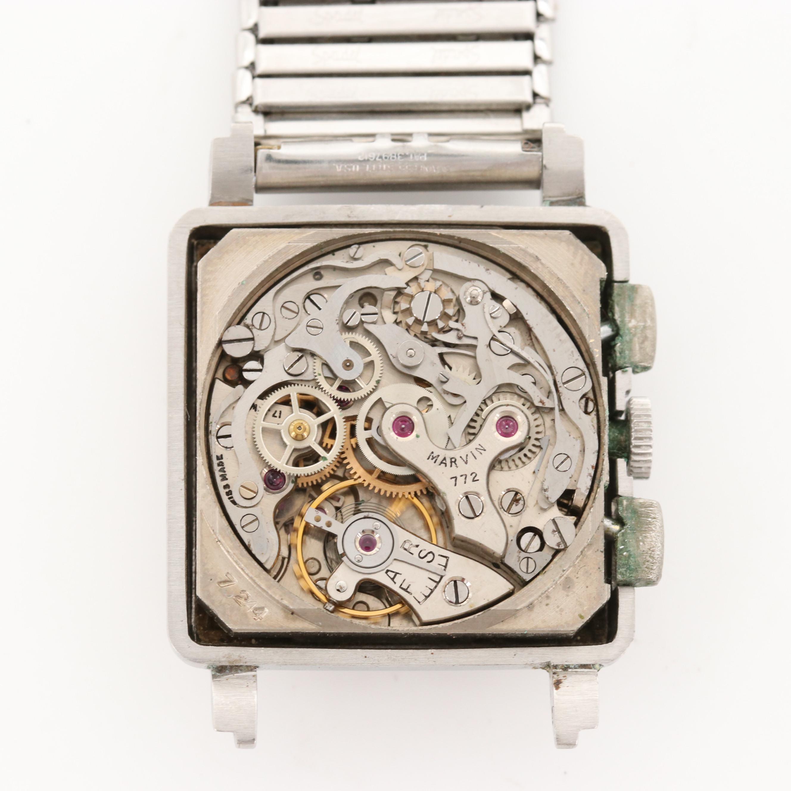 Vintage Marvin Stainless Steel Chronograph Watch