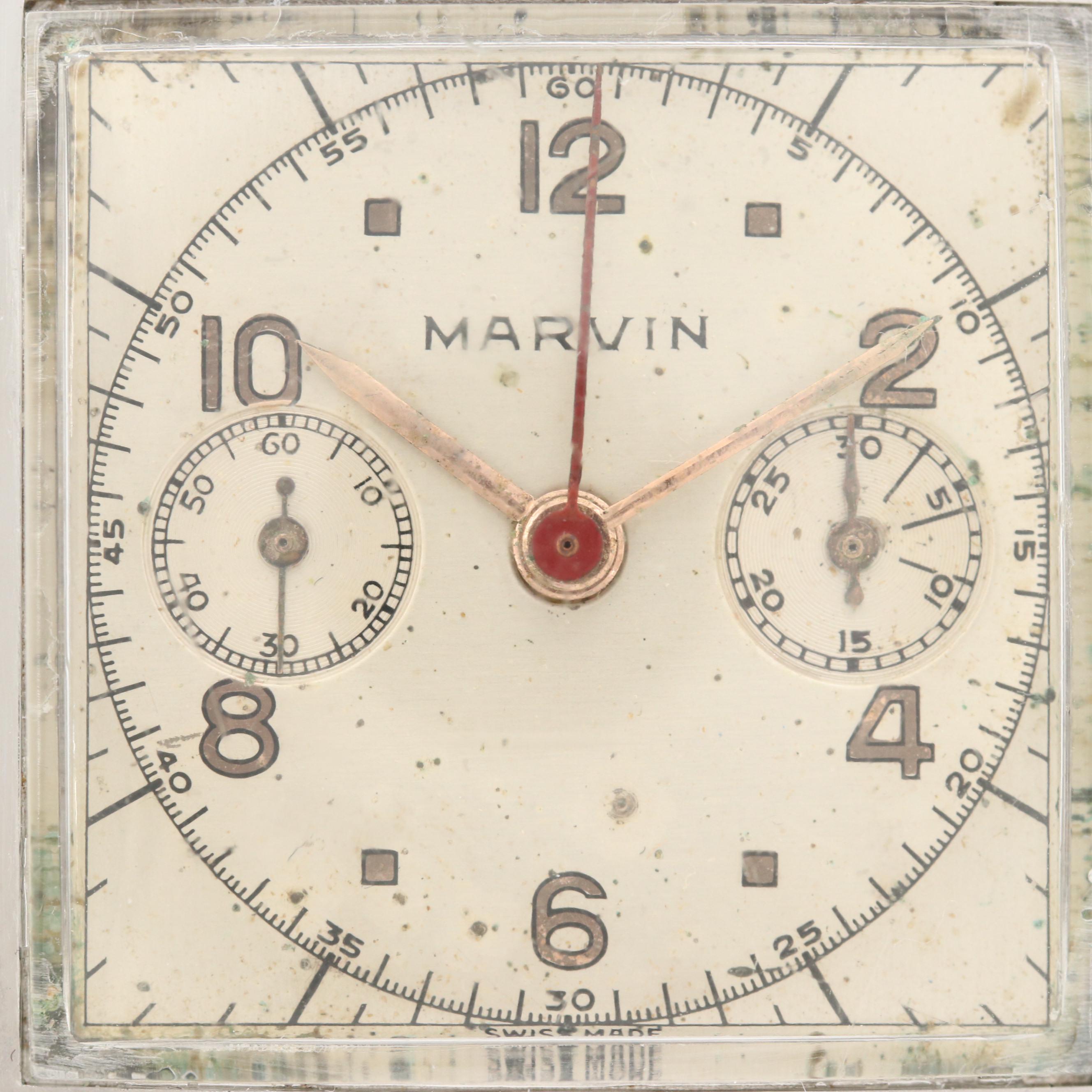 Vintage Marvin Stainless Steel Chronograph Watch