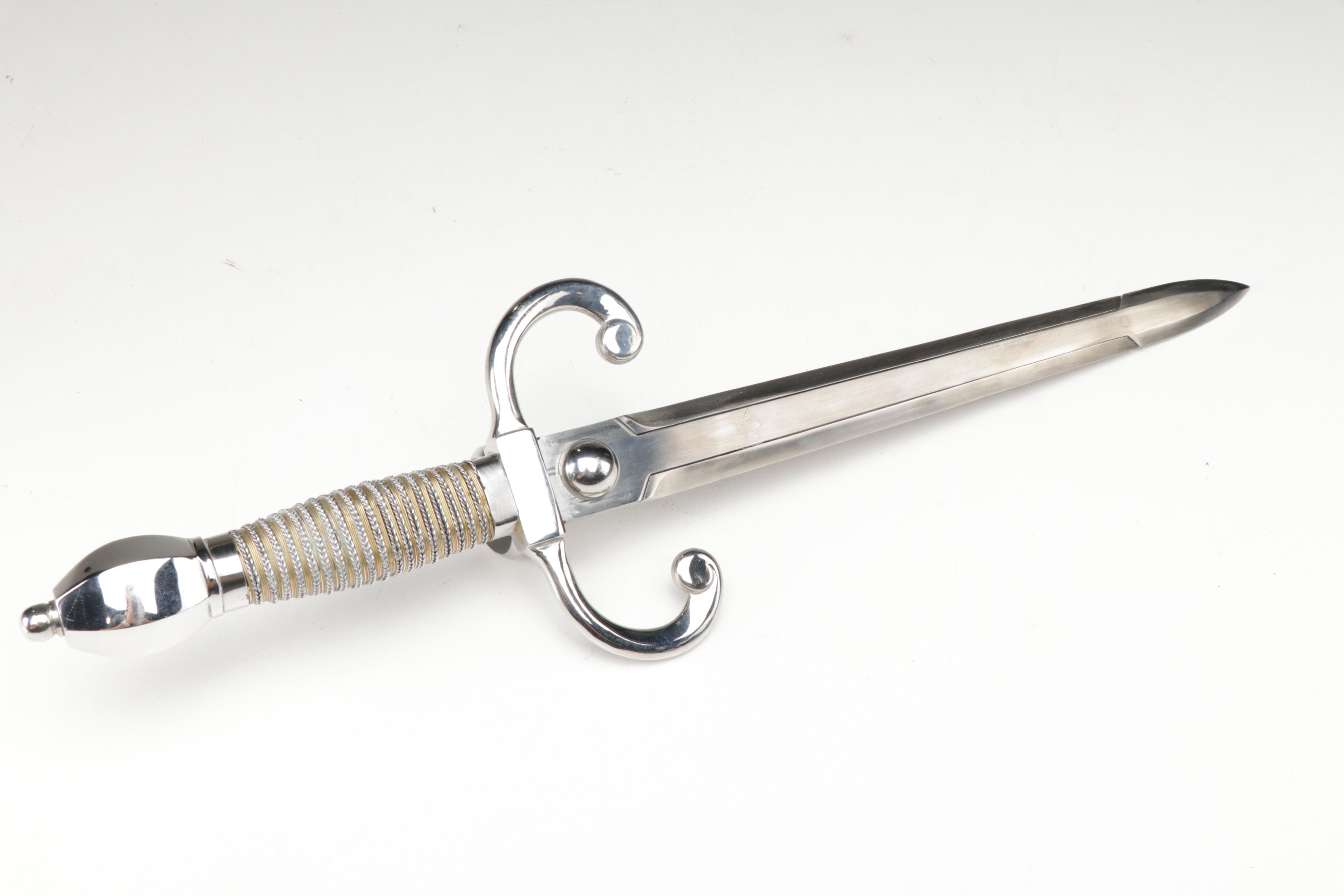 Stainless Steel Cosplay Parrying Dagger with Leather Sheath