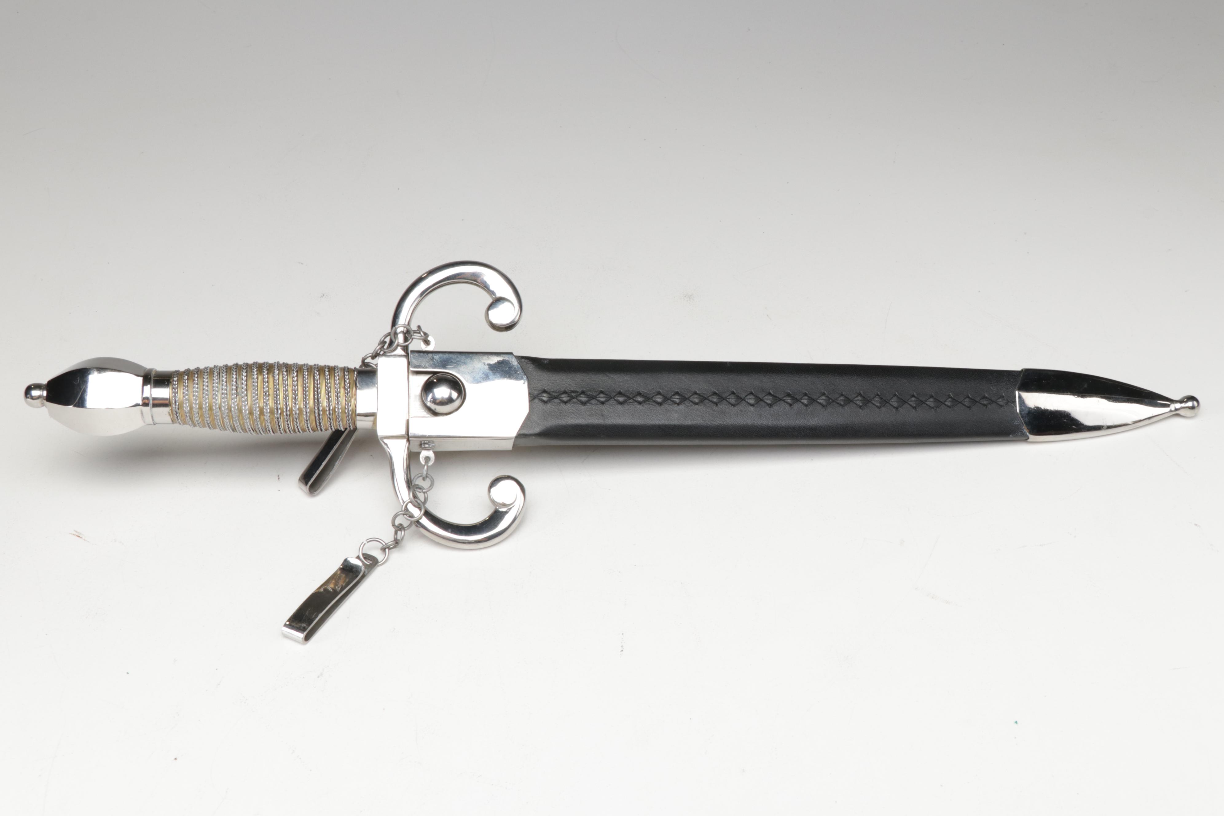 Stainless Steel Cosplay Parrying Dagger with Leather Sheath