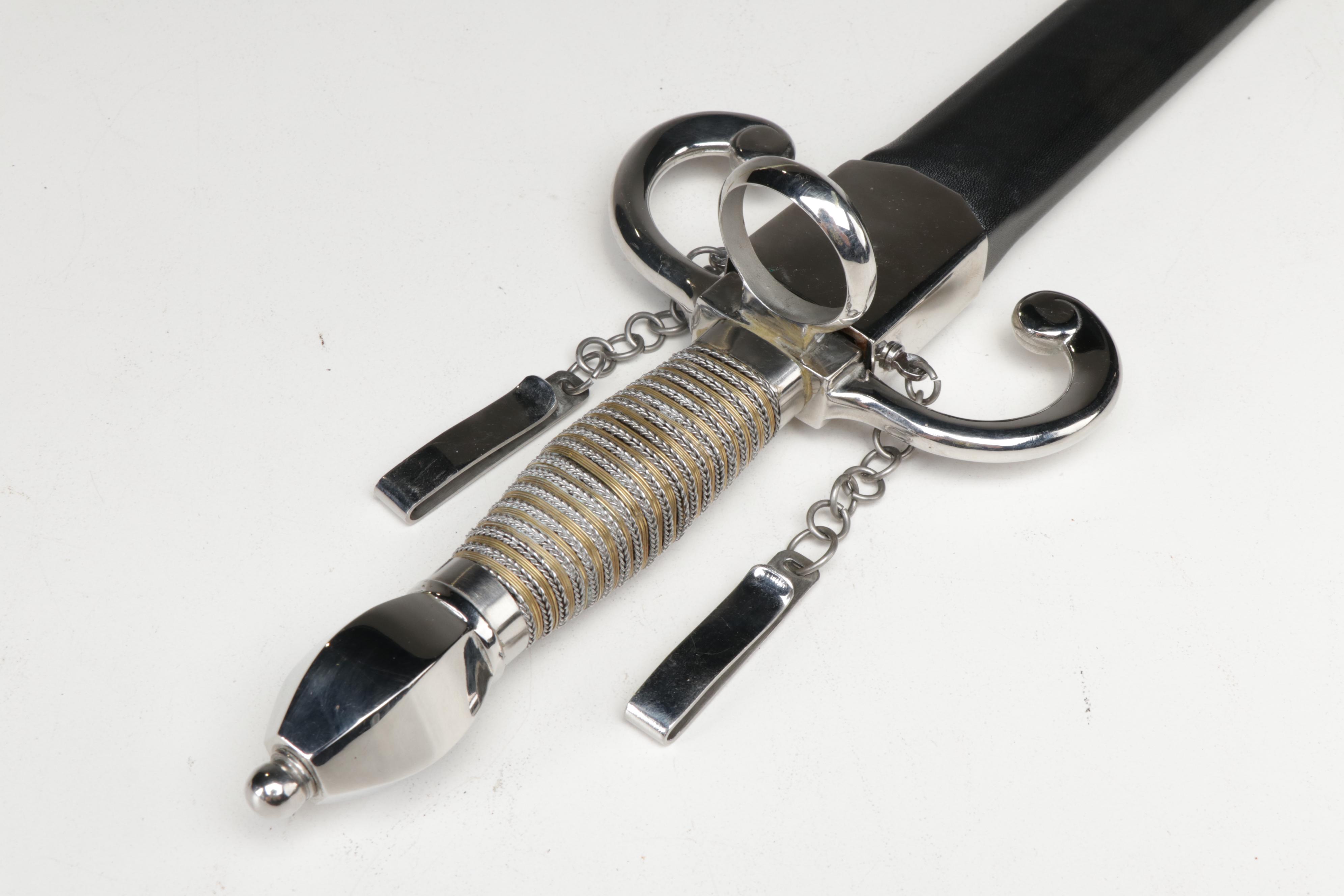 Stainless Steel Cosplay Parrying Dagger with Leather Sheath