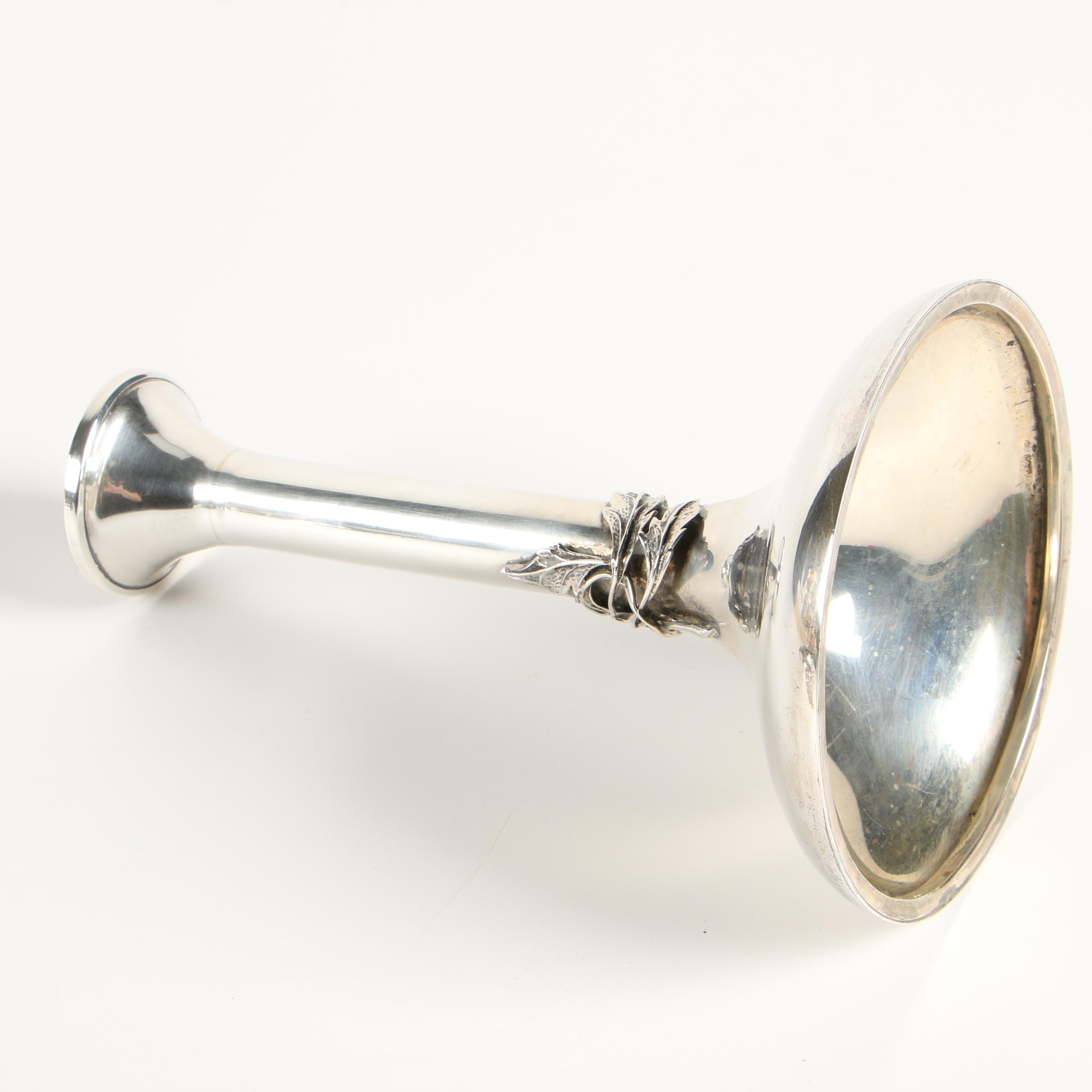 Pair of Süren of Istanbul 900 Silver Candlesticks with Foliate Motif