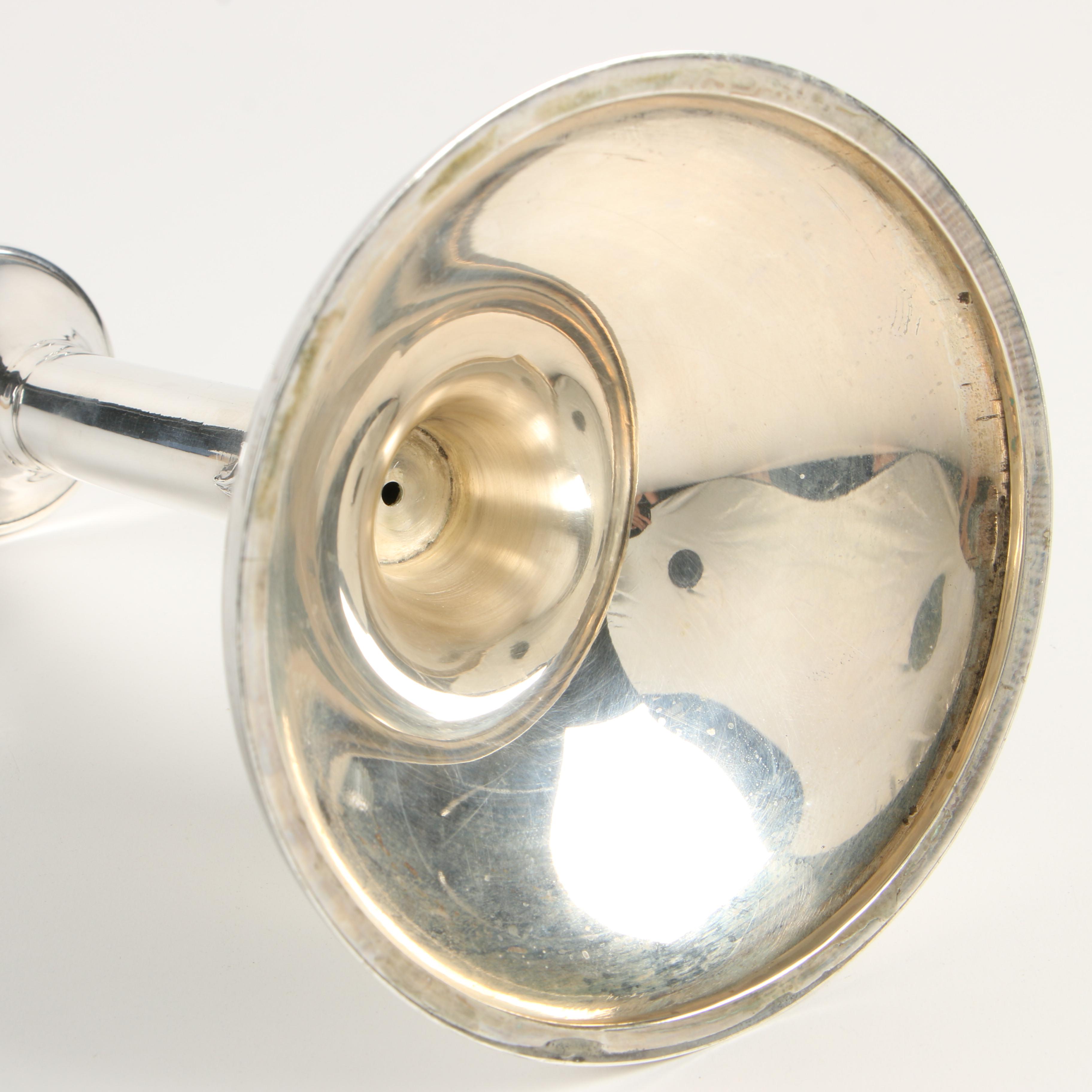 Pair of Süren of Istanbul 900 Silver Candlesticks with Foliate Motif