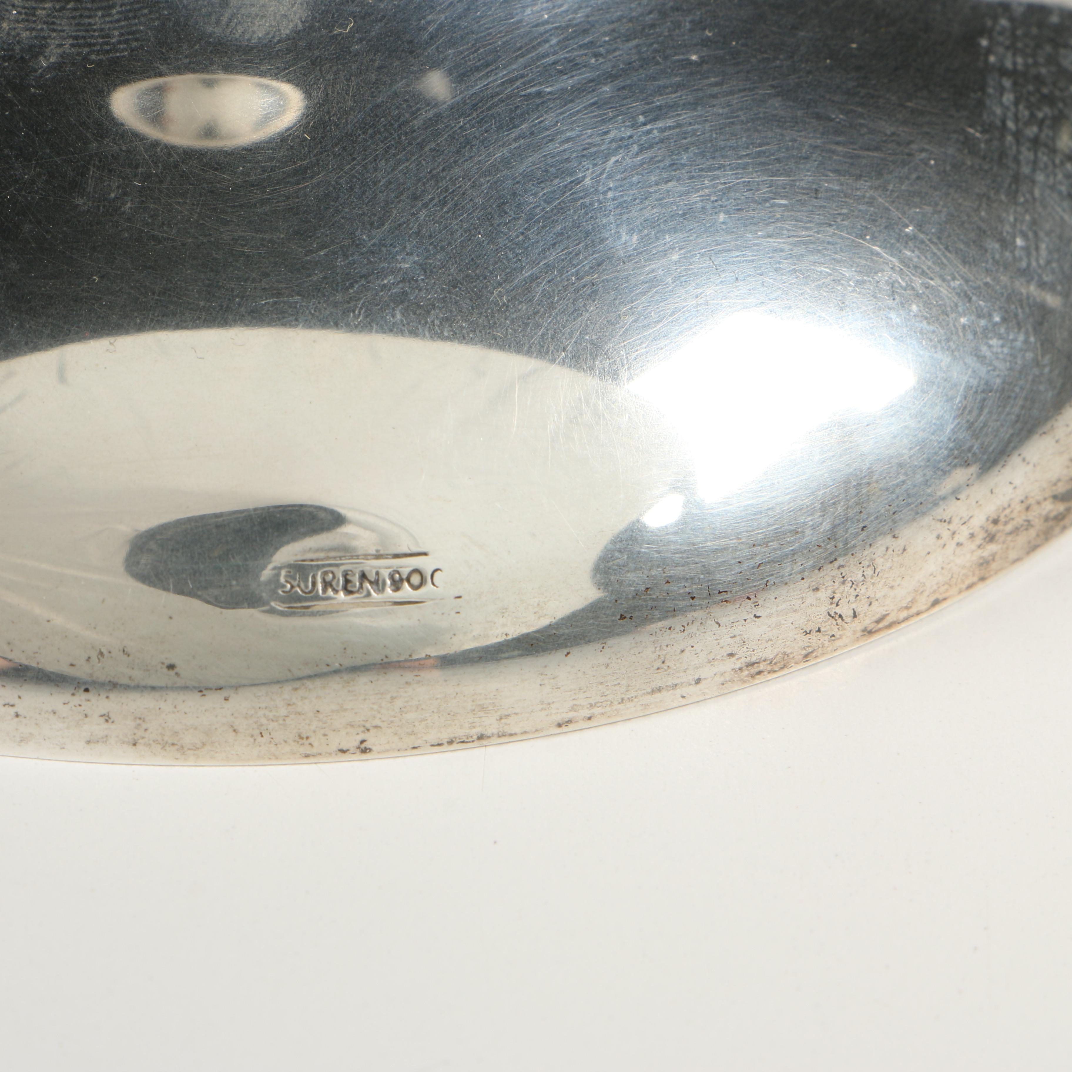 Pair of Süren of Istanbul 900 Silver Candlesticks with Foliate Motif