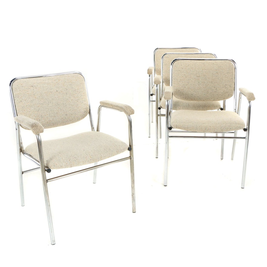 Four Mill & Mfg. Distr. Inc., Modernist Chromed Tubular Steel Office Armchairs