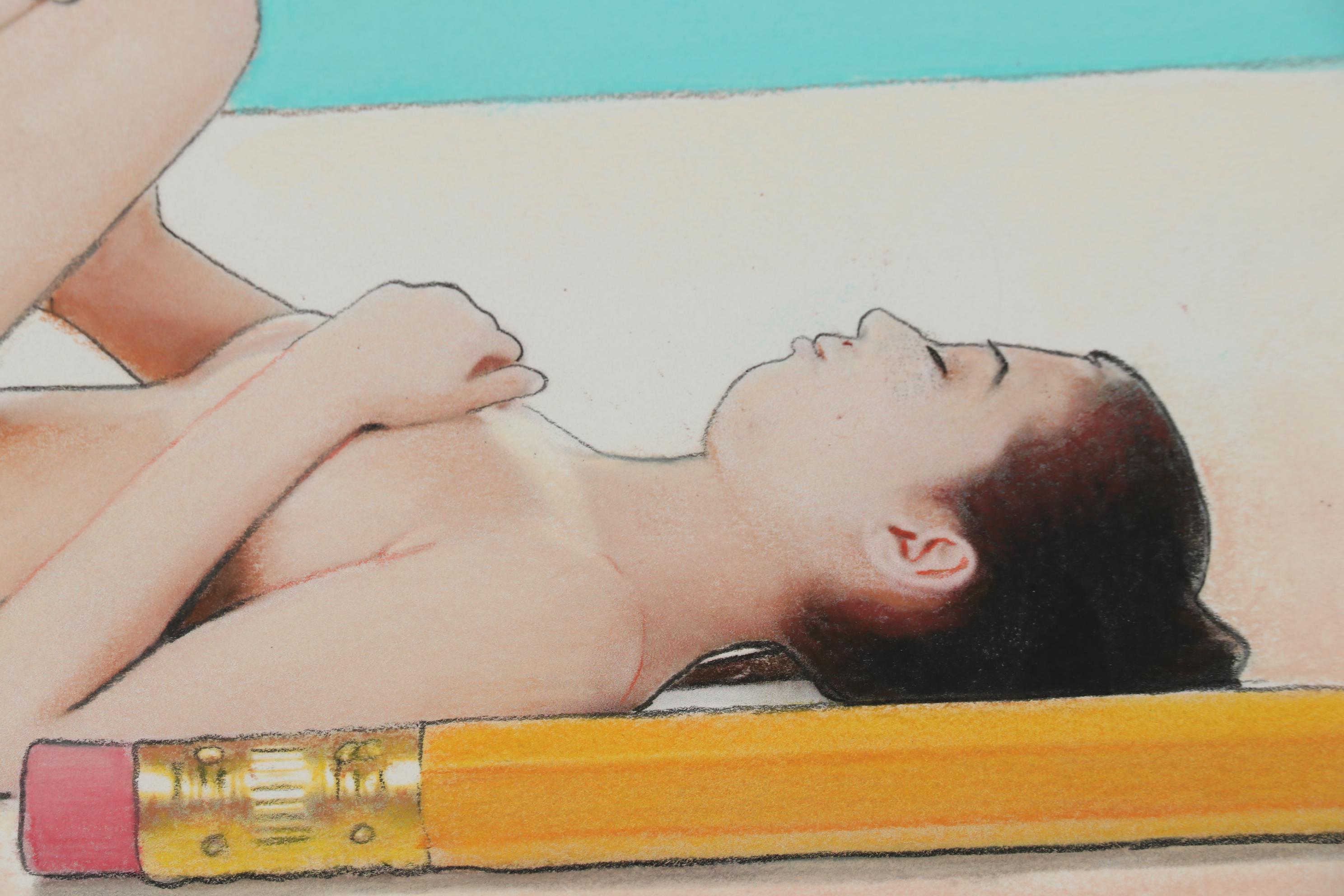 Ernie Centofanti Pastel Drawing “When Mr. Giant Fingers Gets Bored”