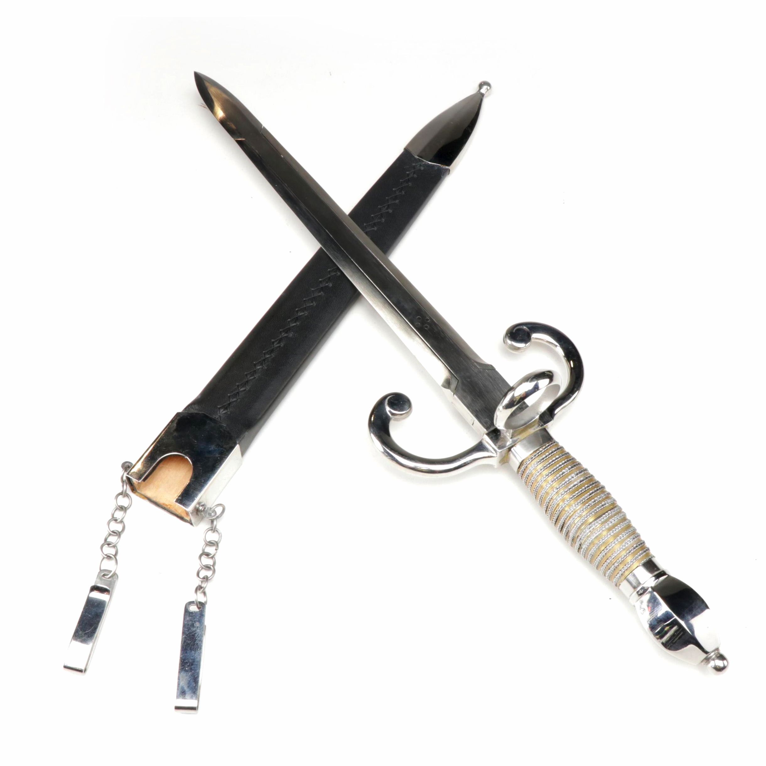 Stainless Steel Cosplay Parrying Dagger with Leather Sheath