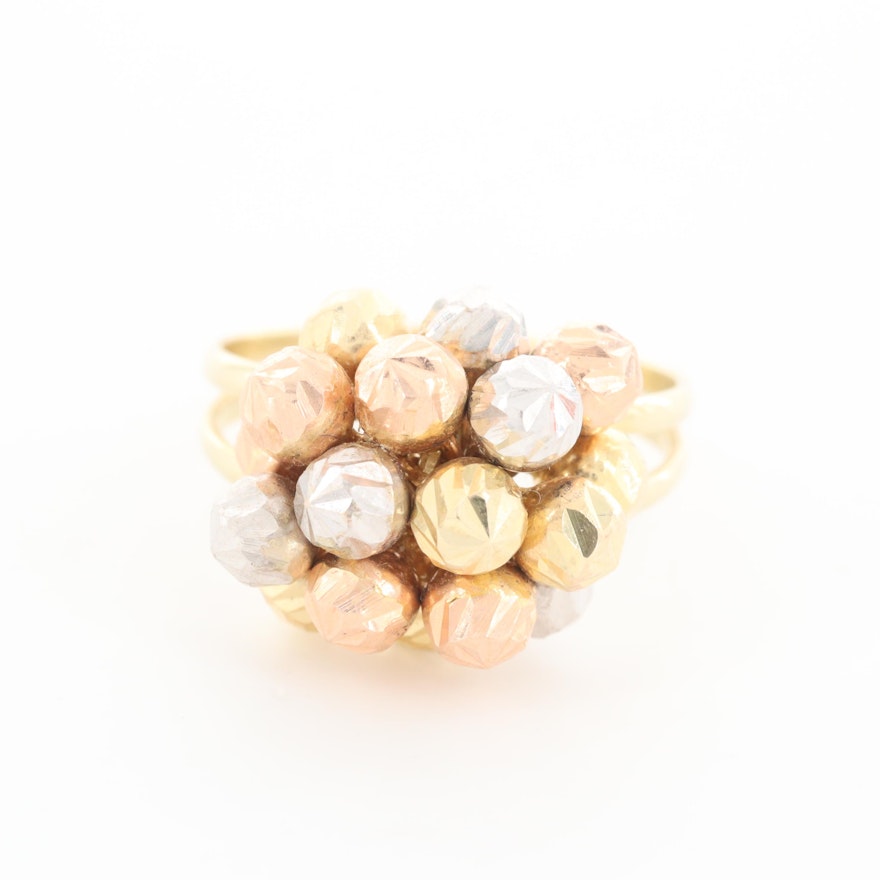 14K Yellow Gold Ring with White and Rose Gold Accents