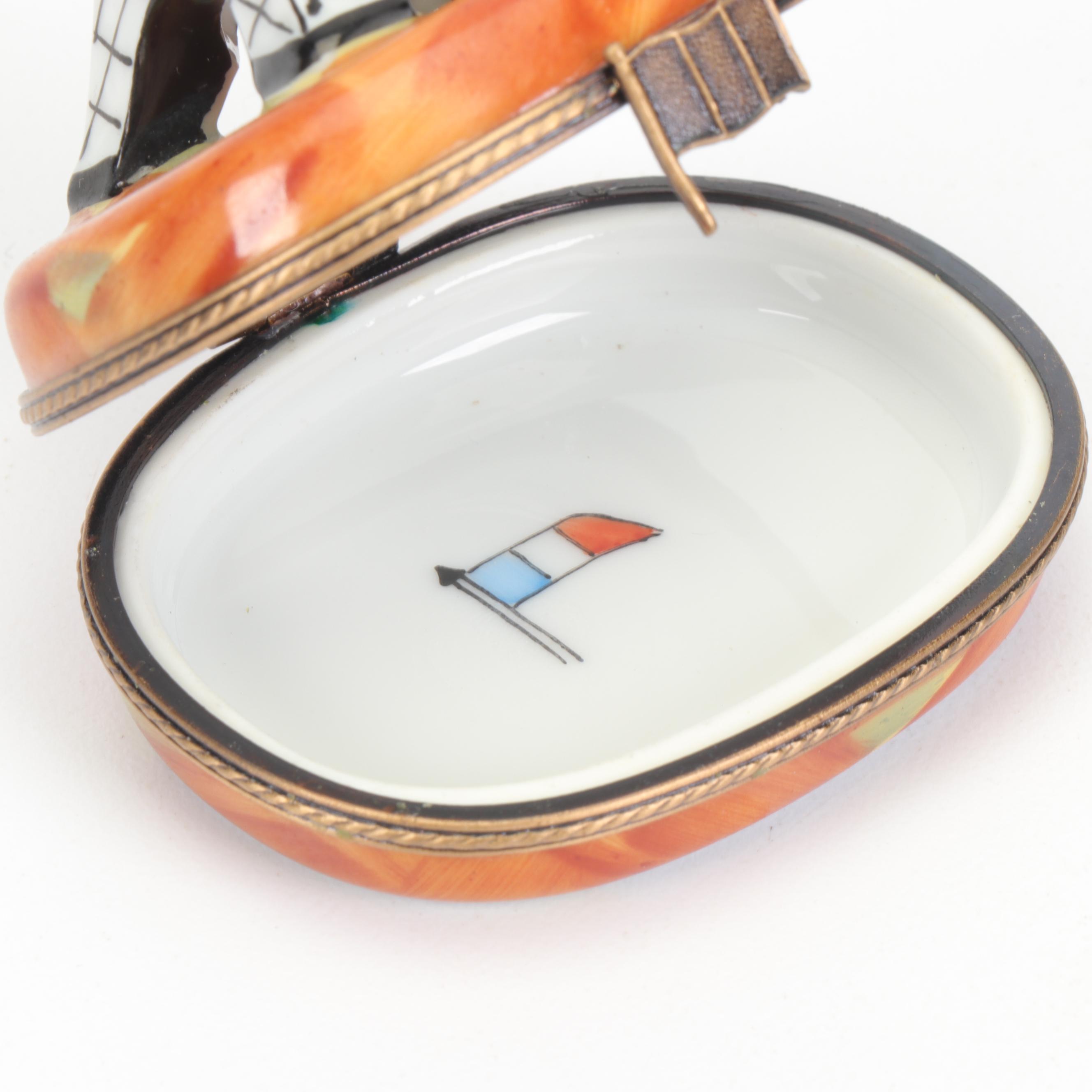 Limoges Hand-Painted Eiffel Tower Shaped Porcelain Trinket Box