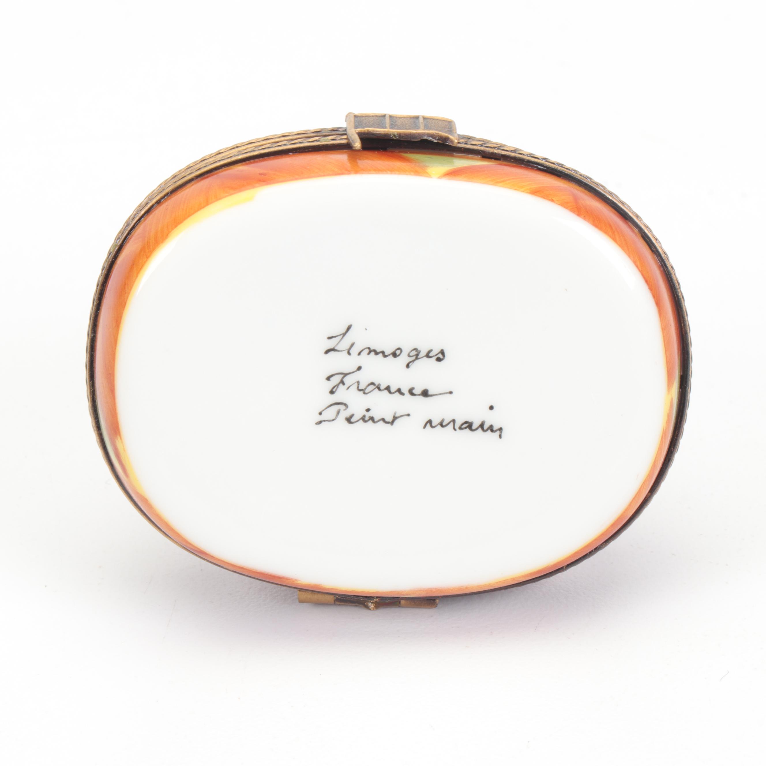 Limoges Hand-Painted Eiffel Tower Shaped Porcelain Trinket Box