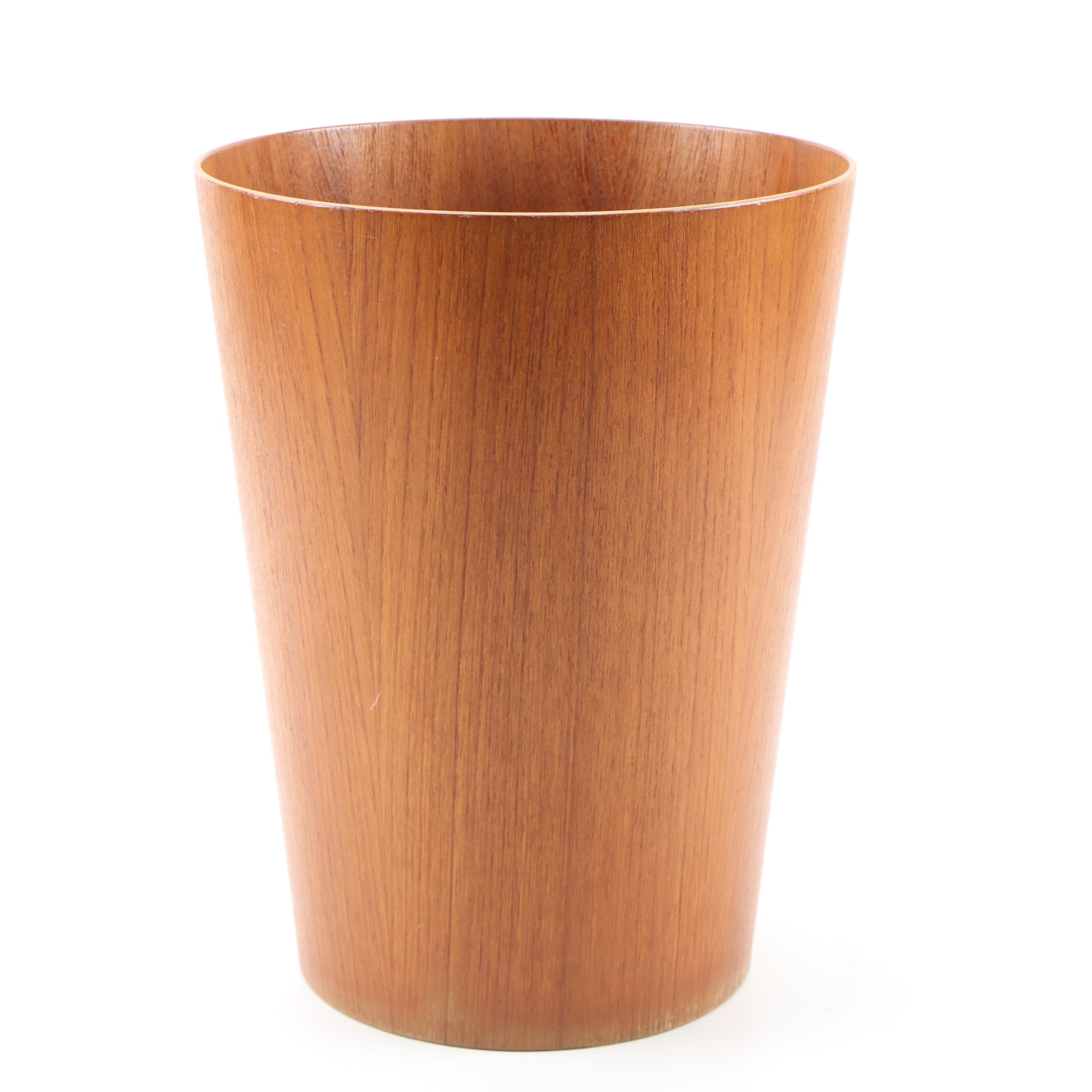Mid Century Modern Swedish Servex-Rainbow Teak Wastebasket