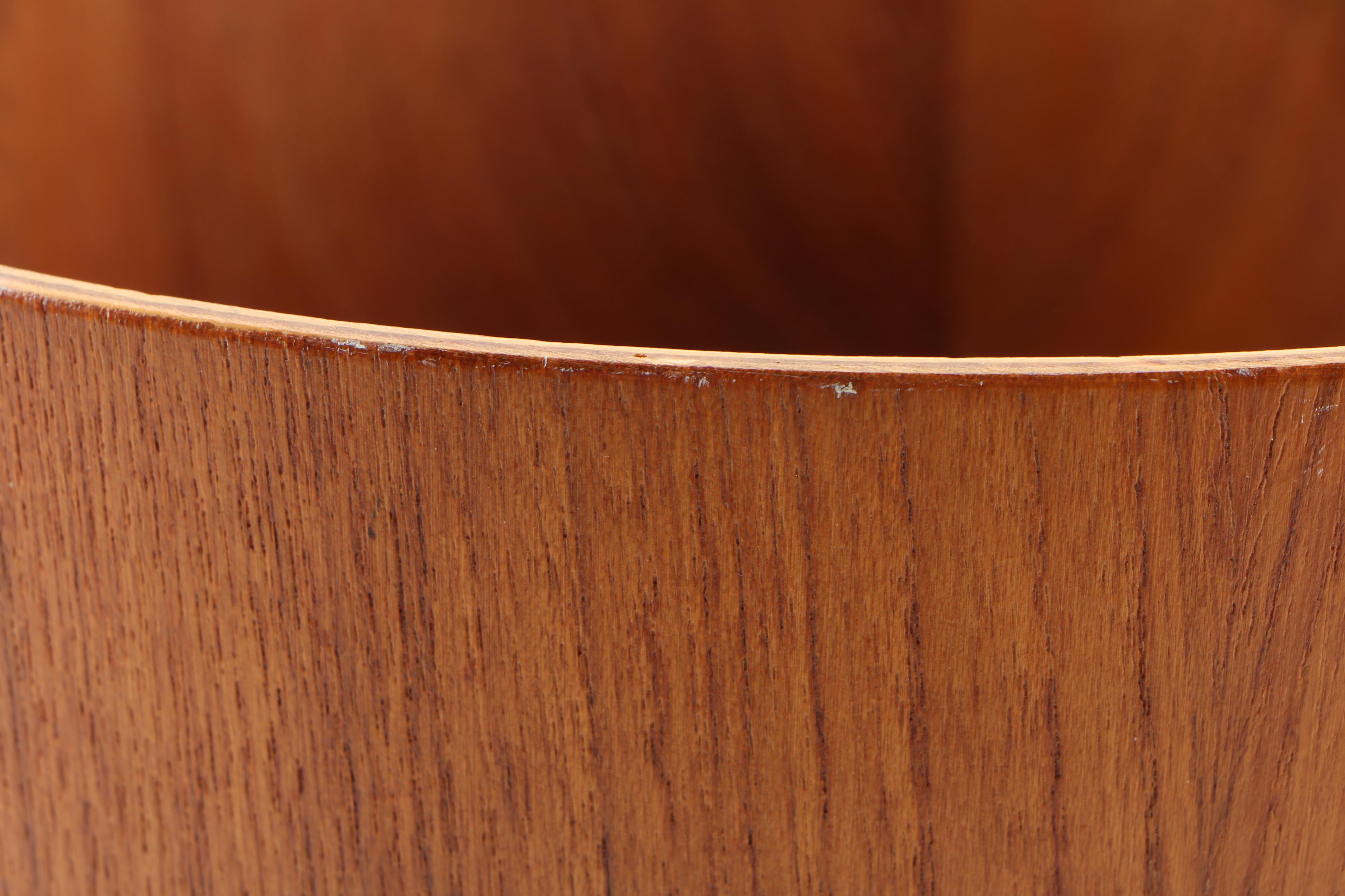 Mid Century Modern Swedish Servex-Rainbow Teak Wastebasket