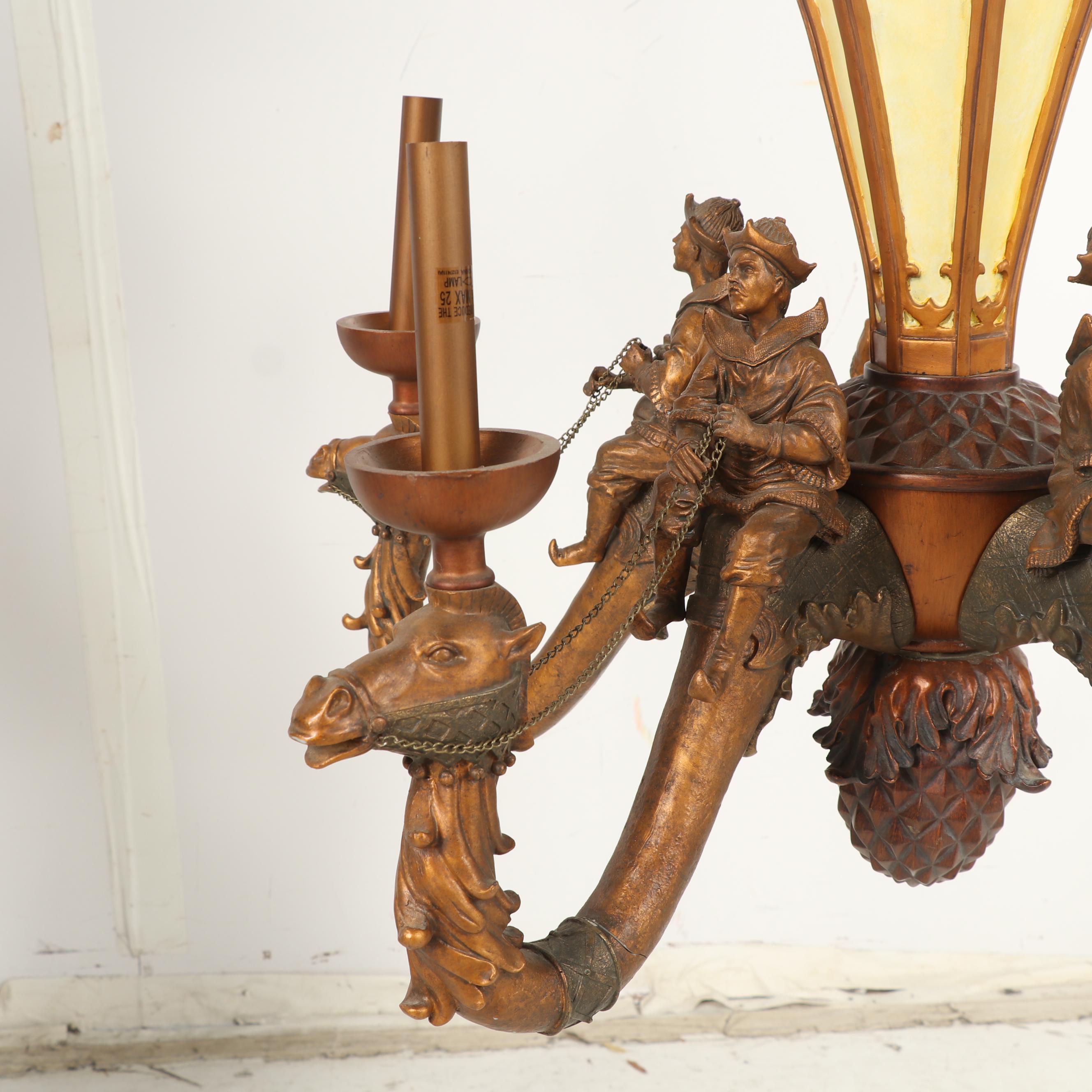 Chinoiserie Chandelier with Camels and Riders, Contemporary
