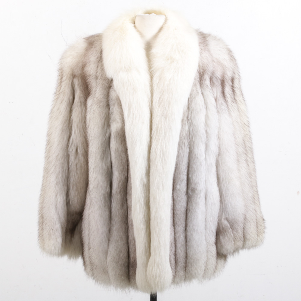 Fox Fur Jacket with Arctic Fox Fur Tuxedo Collar from Silverman Furs, Vintage