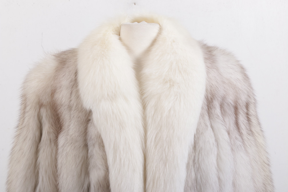 Fox Fur Jacket with Arctic Fox Fur Tuxedo Collar from Silverman Furs, Vintage