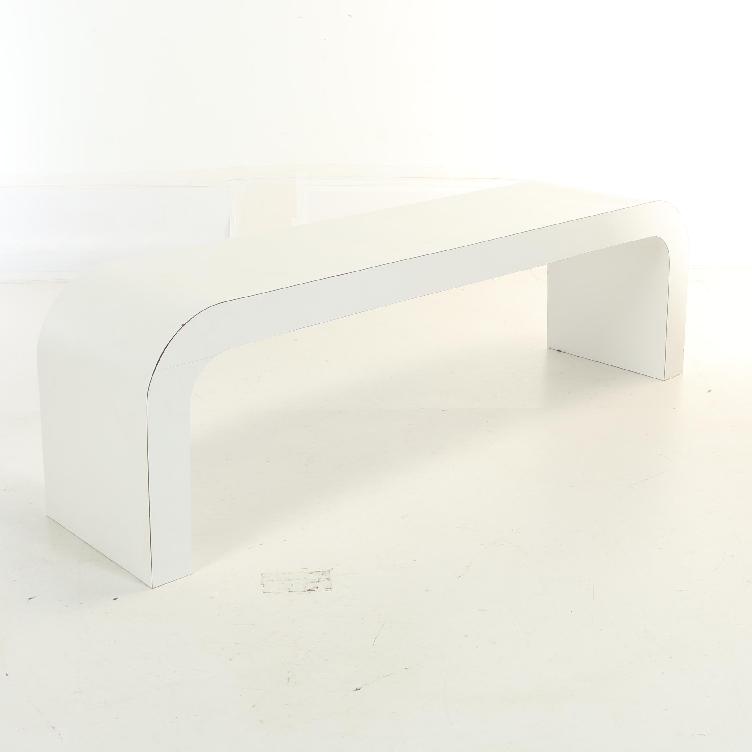 White Laminate Low Console Table, Late 20th Century