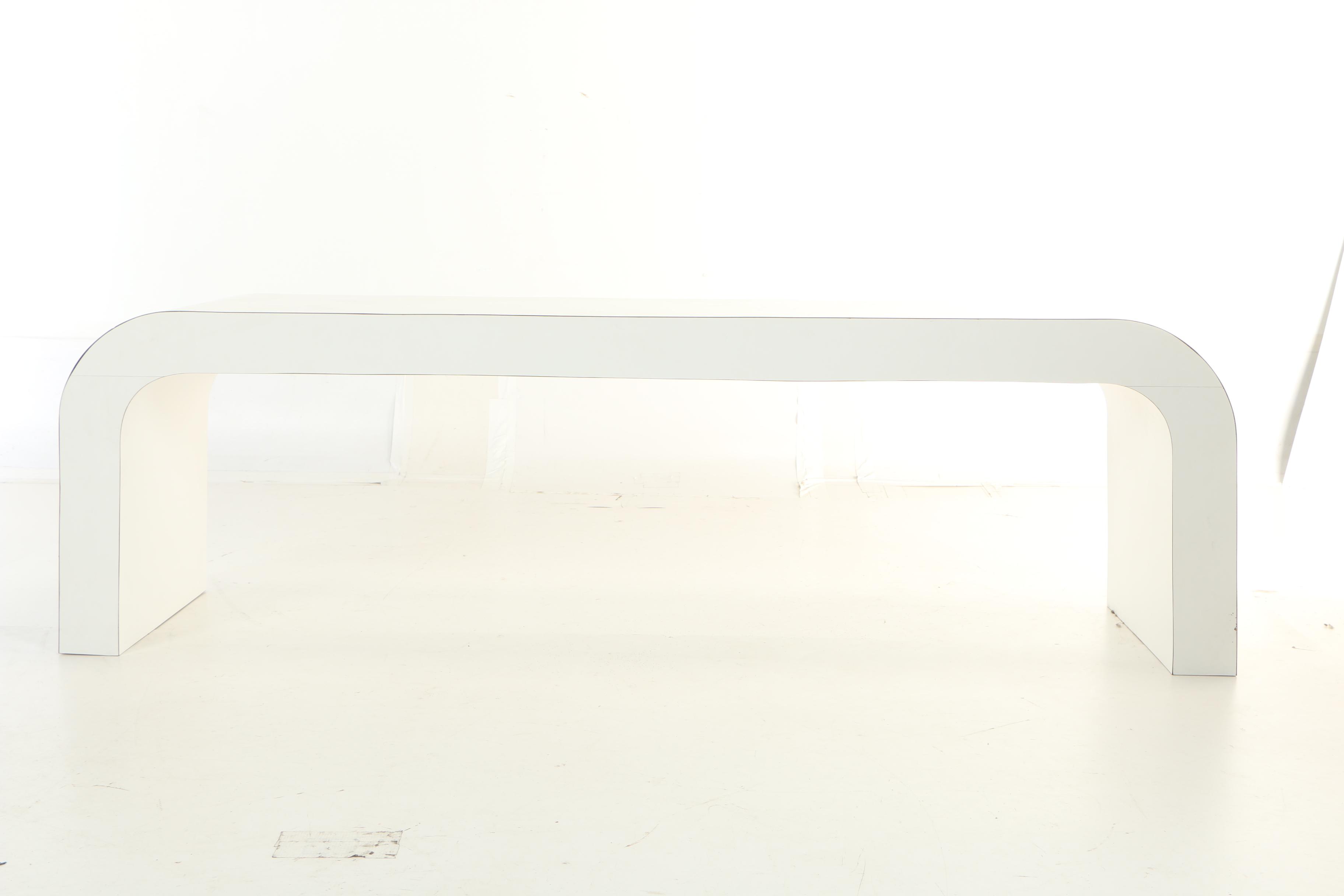 White Laminate Low Console Table, Late 20th Century
