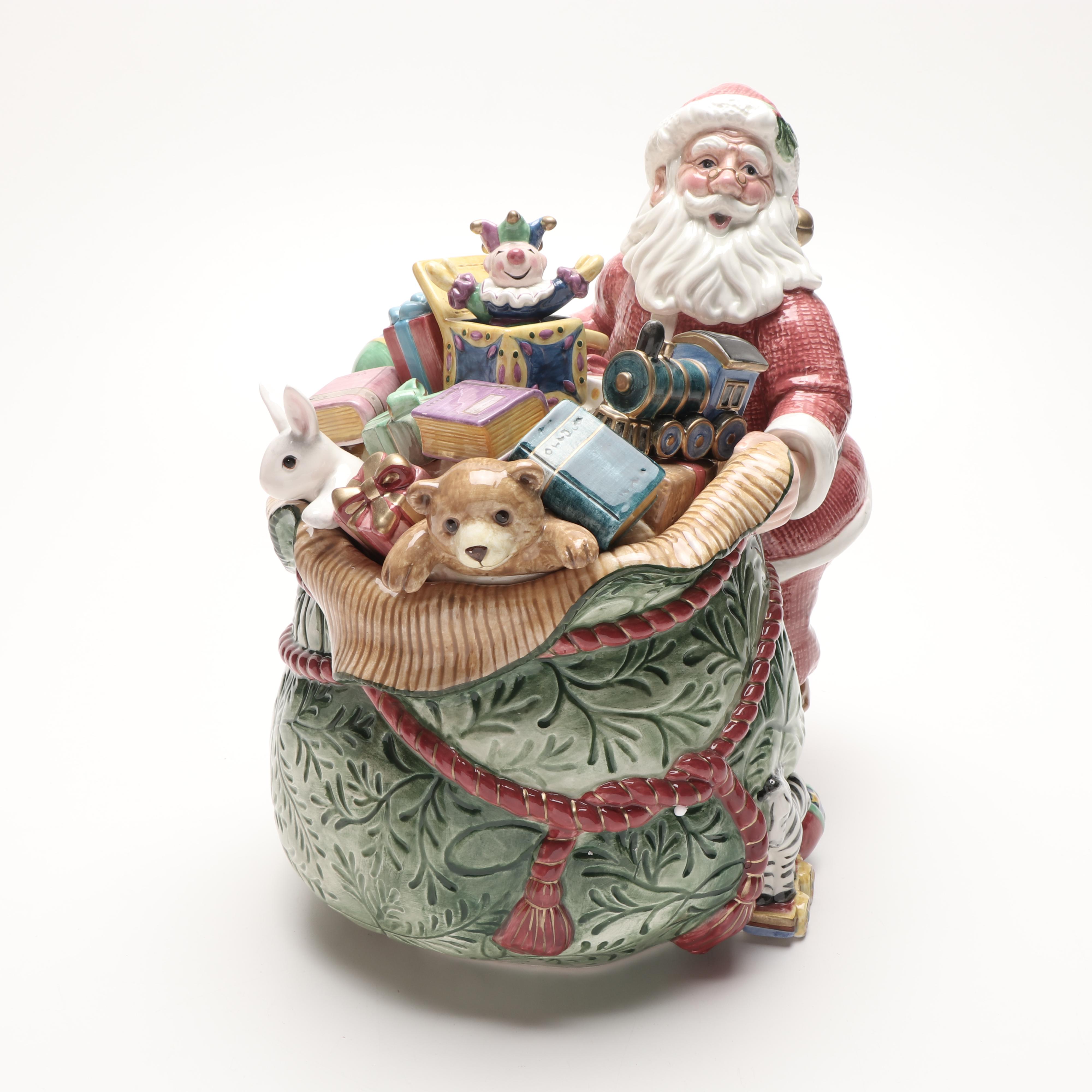 Fitz and Floyd Classics "Old Fashioned Christmas" Santa Cookie Jar