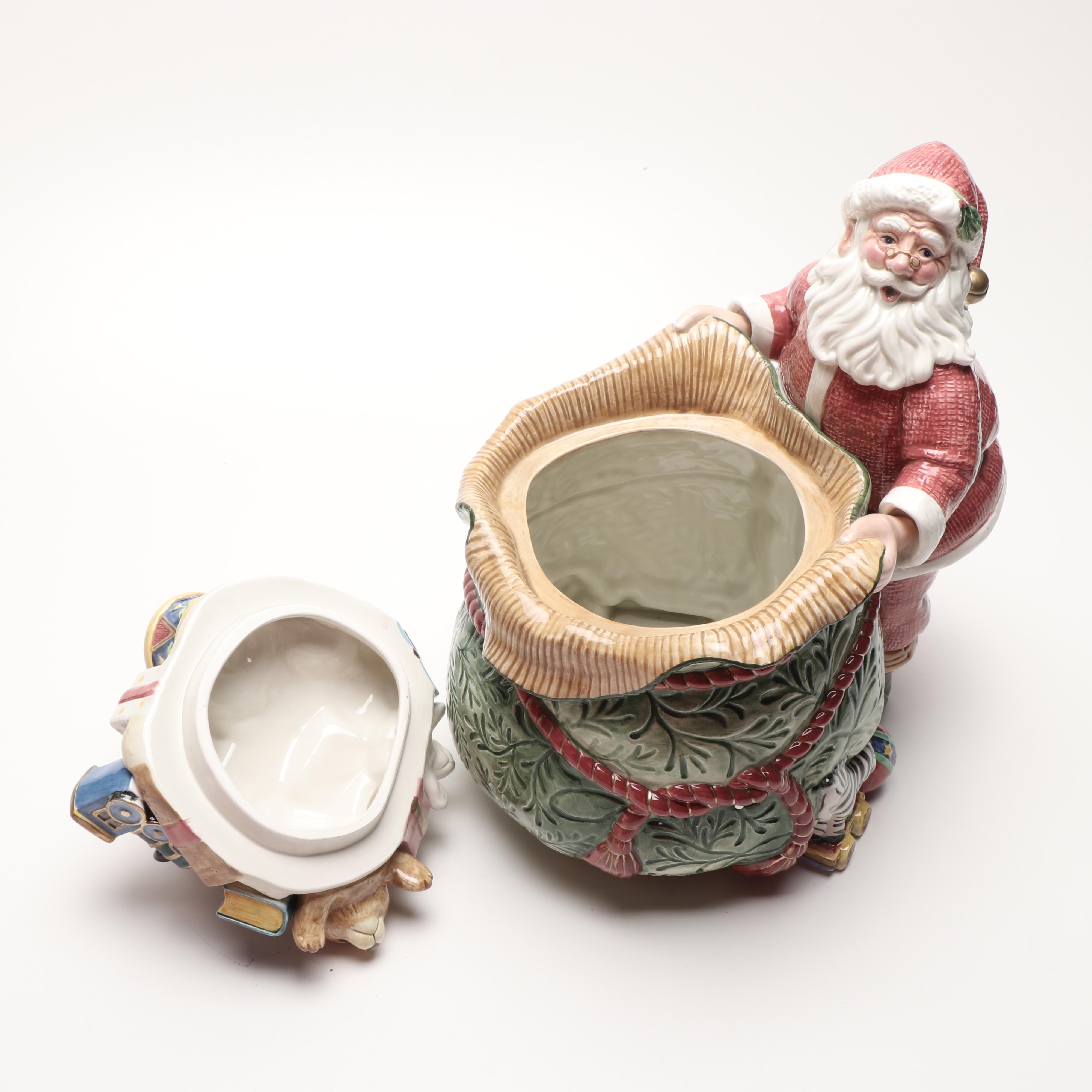Fitz and Floyd Classics "Old Fashioned Christmas" Santa Cookie Jar
