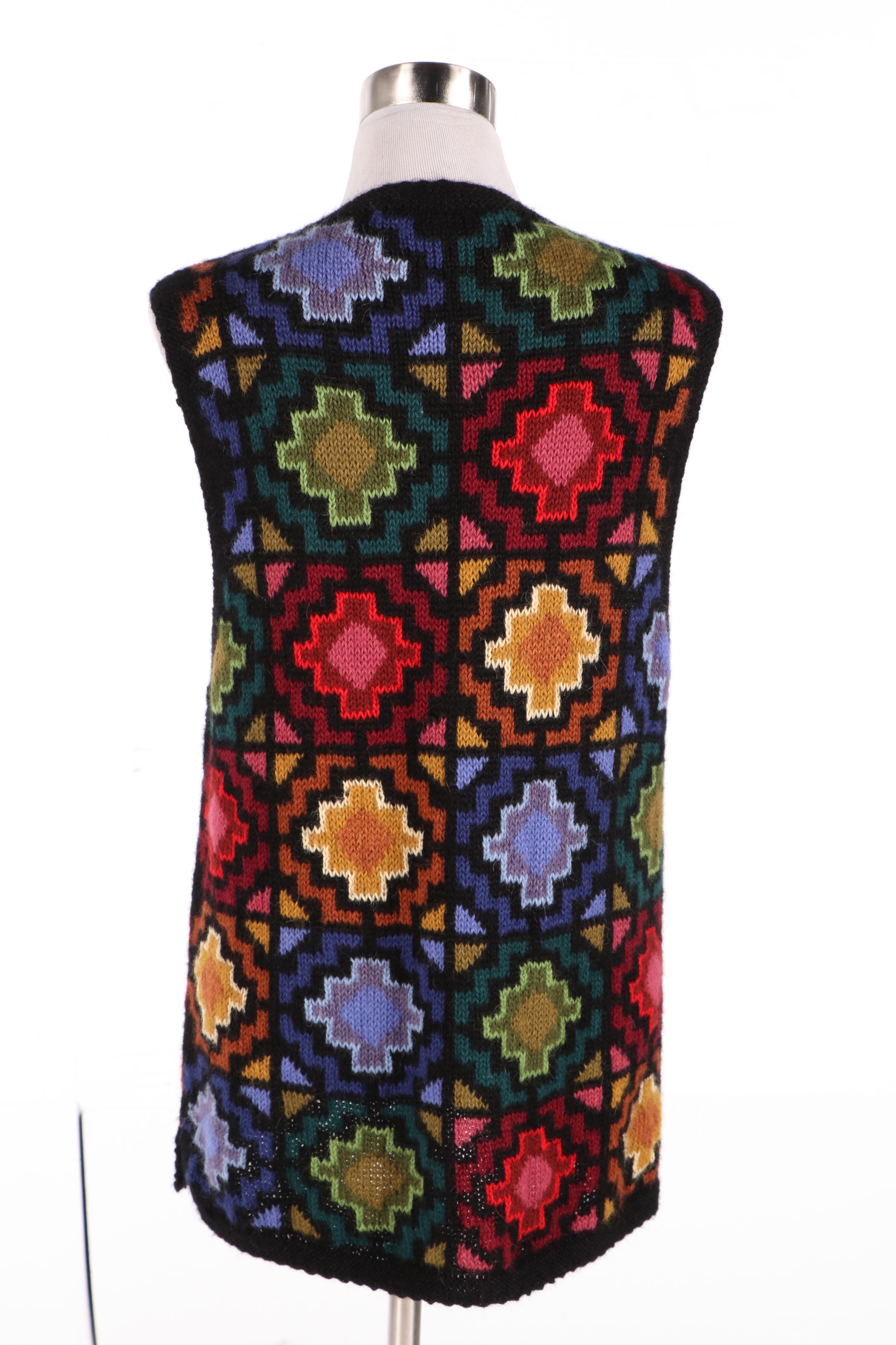 La Vicuñita Factory Baby Alpaca Multicolor Knit Sweater Vest, Made in Peru