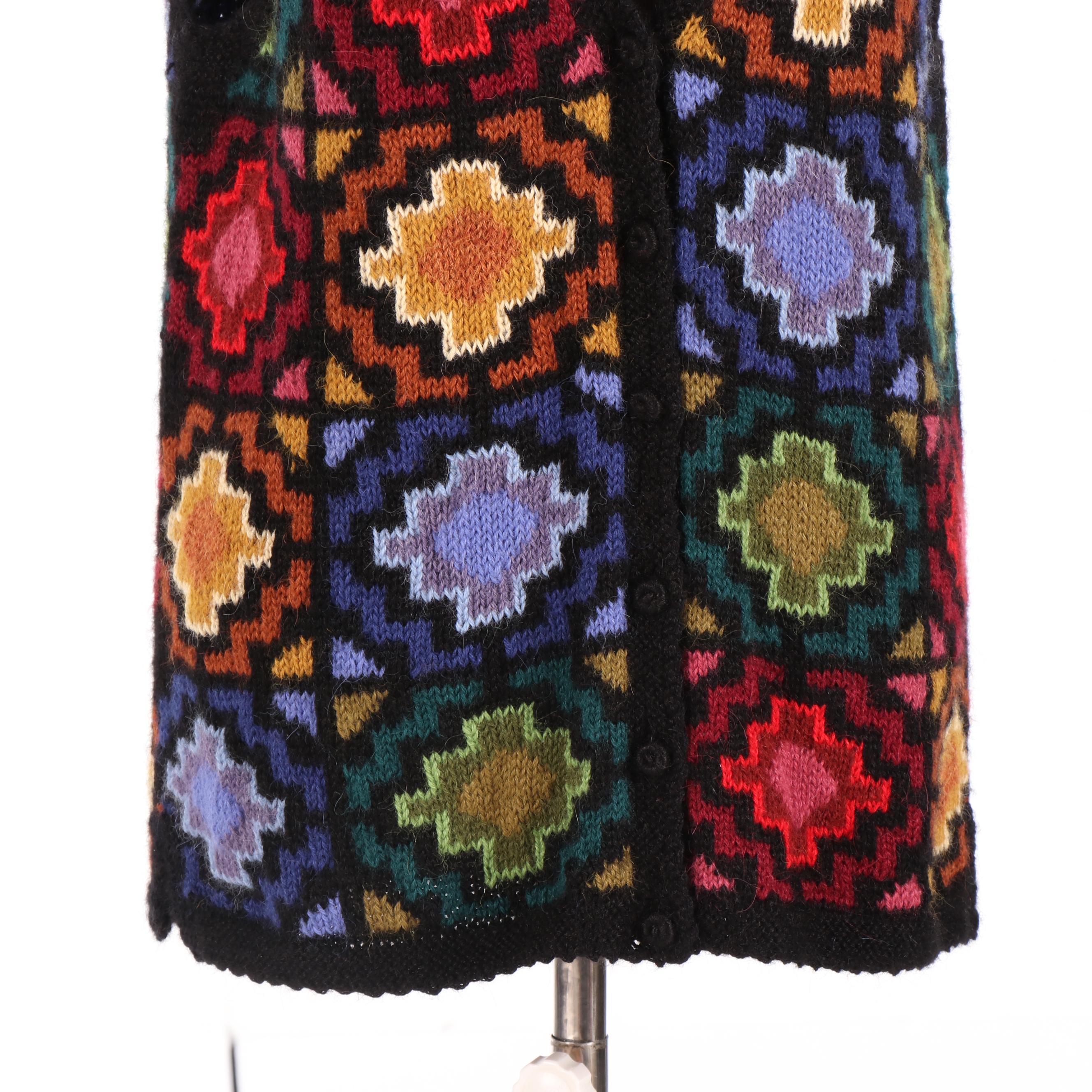 La Vicuñita Factory Baby Alpaca Multicolor Knit Sweater Vest, Made in Peru