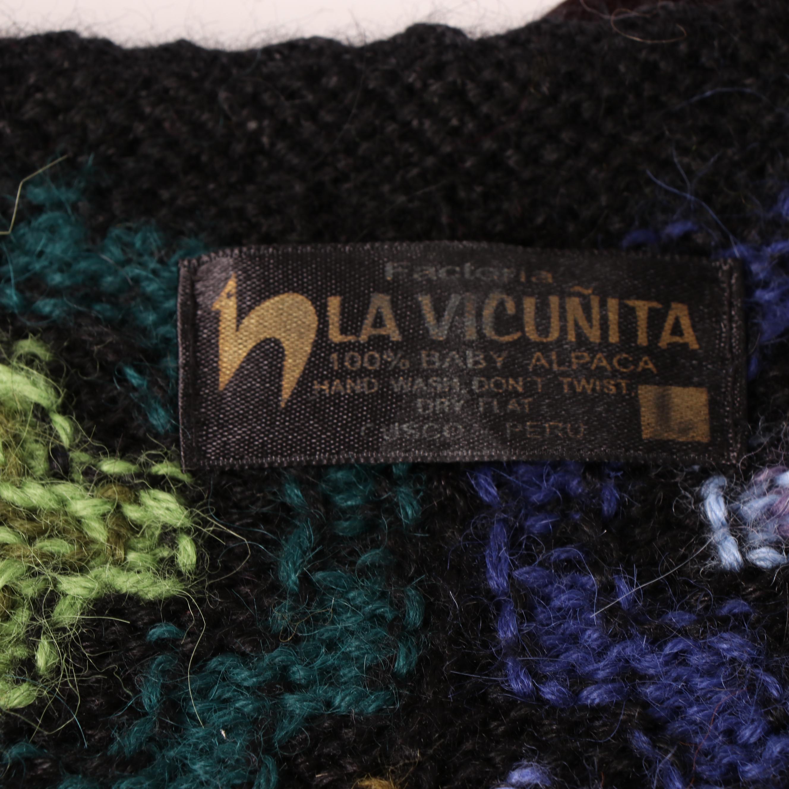 La Vicuñita Factory Baby Alpaca Multicolor Knit Sweater Vest, Made in Peru