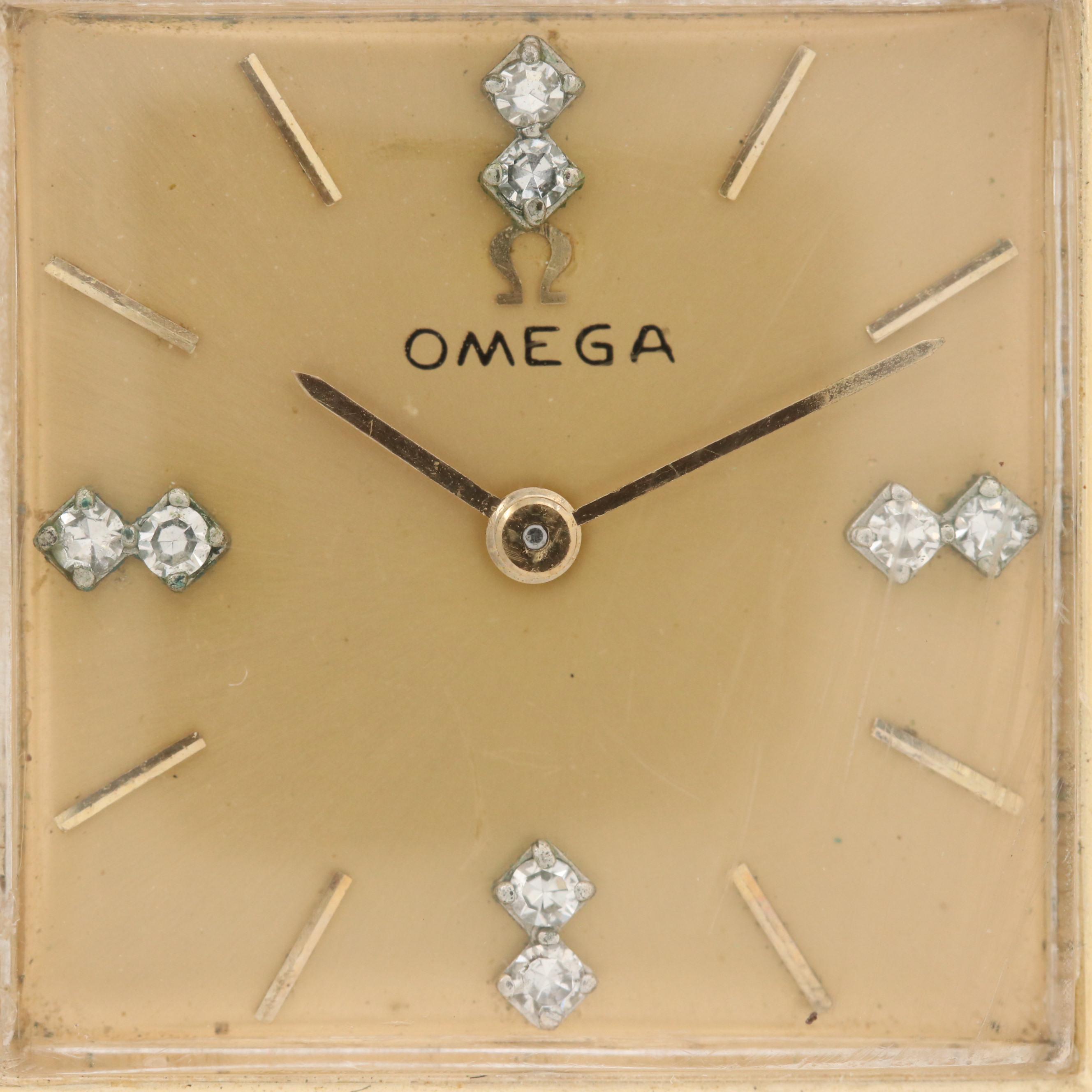 Omega 14K Gold and Diamond Stem Wind Watch