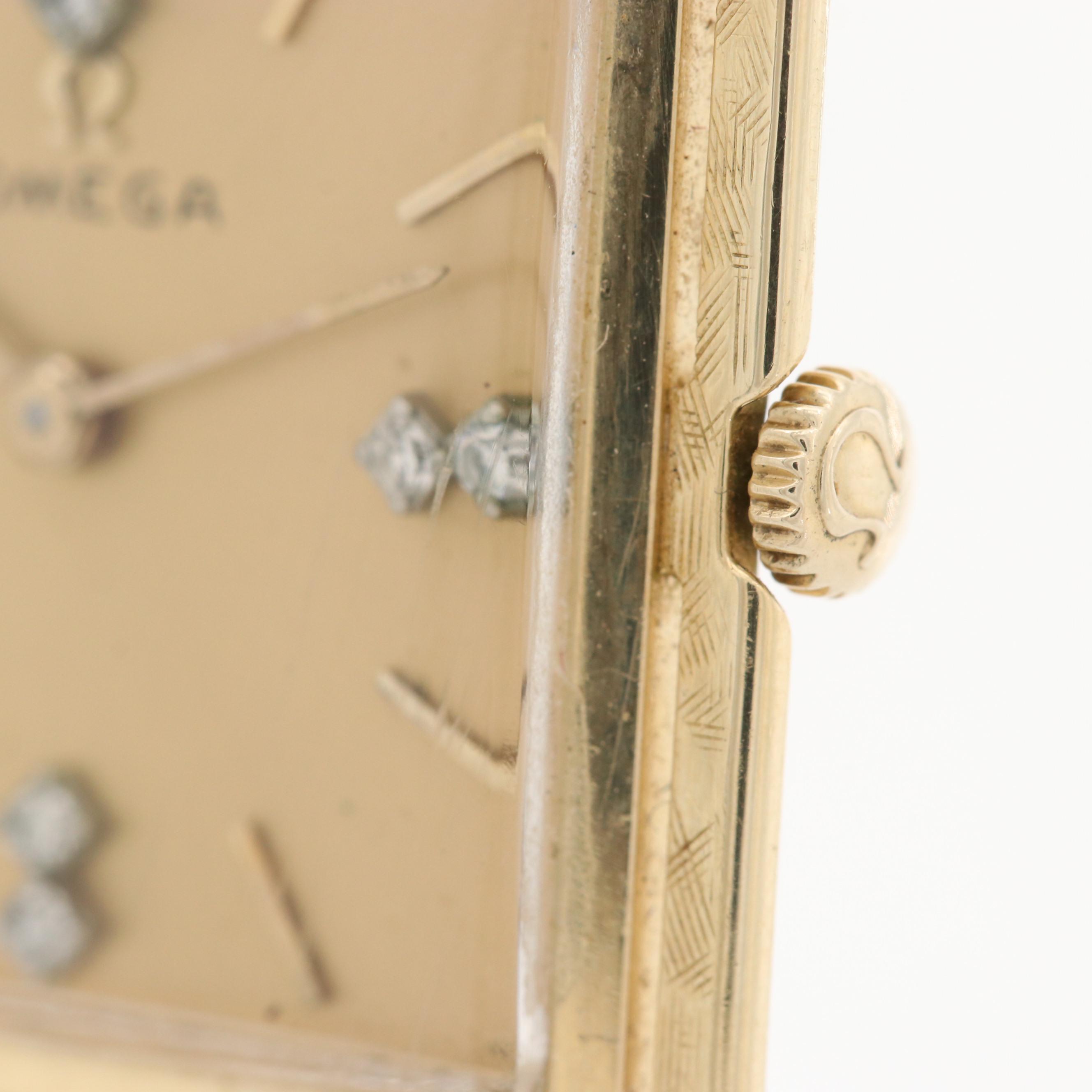 Omega 14K Gold and Diamond Stem Wind Watch