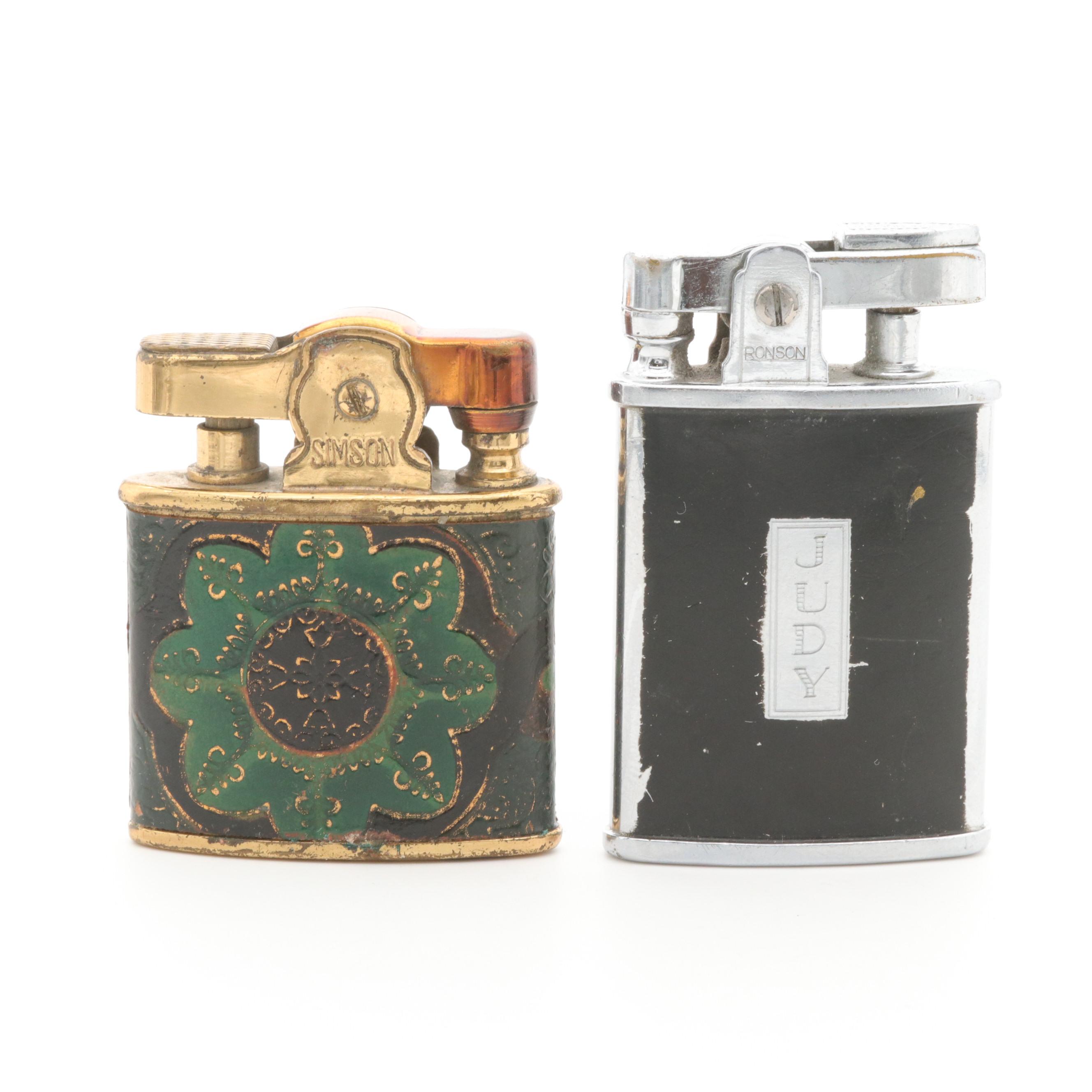 Ronson Gem and Simon Painted Lighters