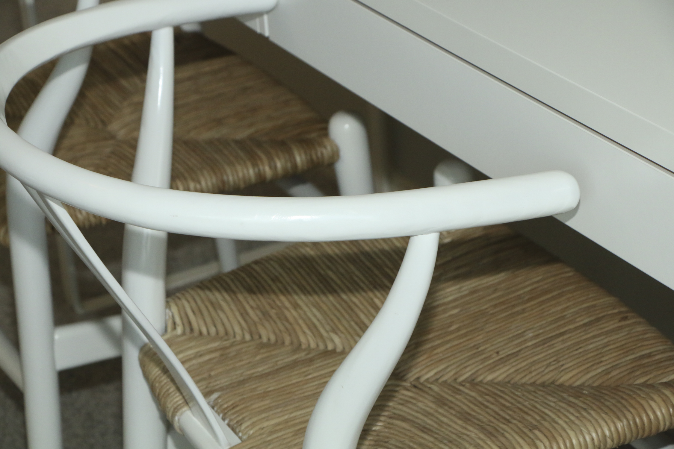 Pair of Contemporary Modernist Style "Wishbone" Chairs Plus Writing Table