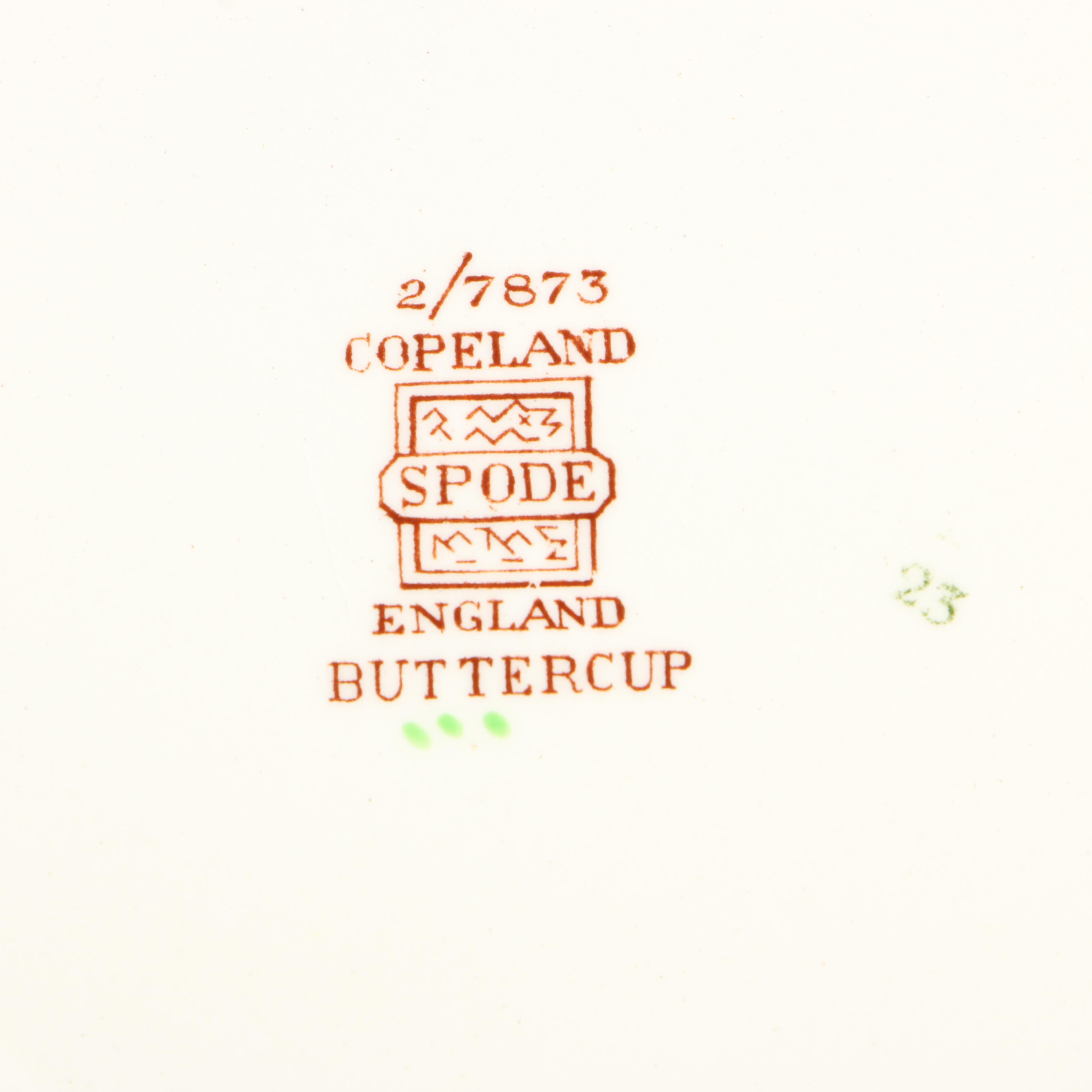 Copeland Spode "Buttercup" Earthenware Dinnerware, Late 19th/Early 20th Century