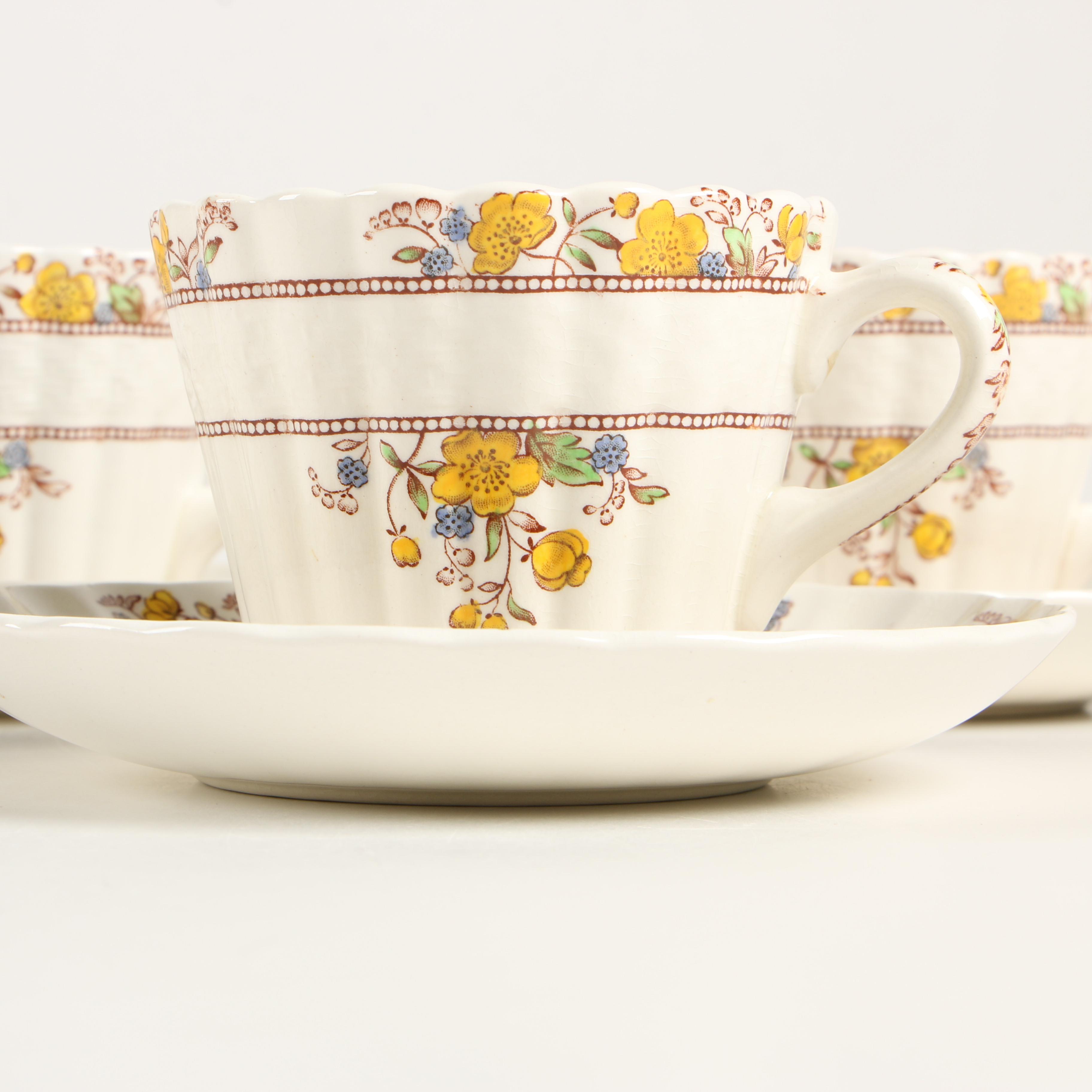 Copeland Spode "Buttercup" Earthenware Dinnerware, Late 19th/Early 20th Century