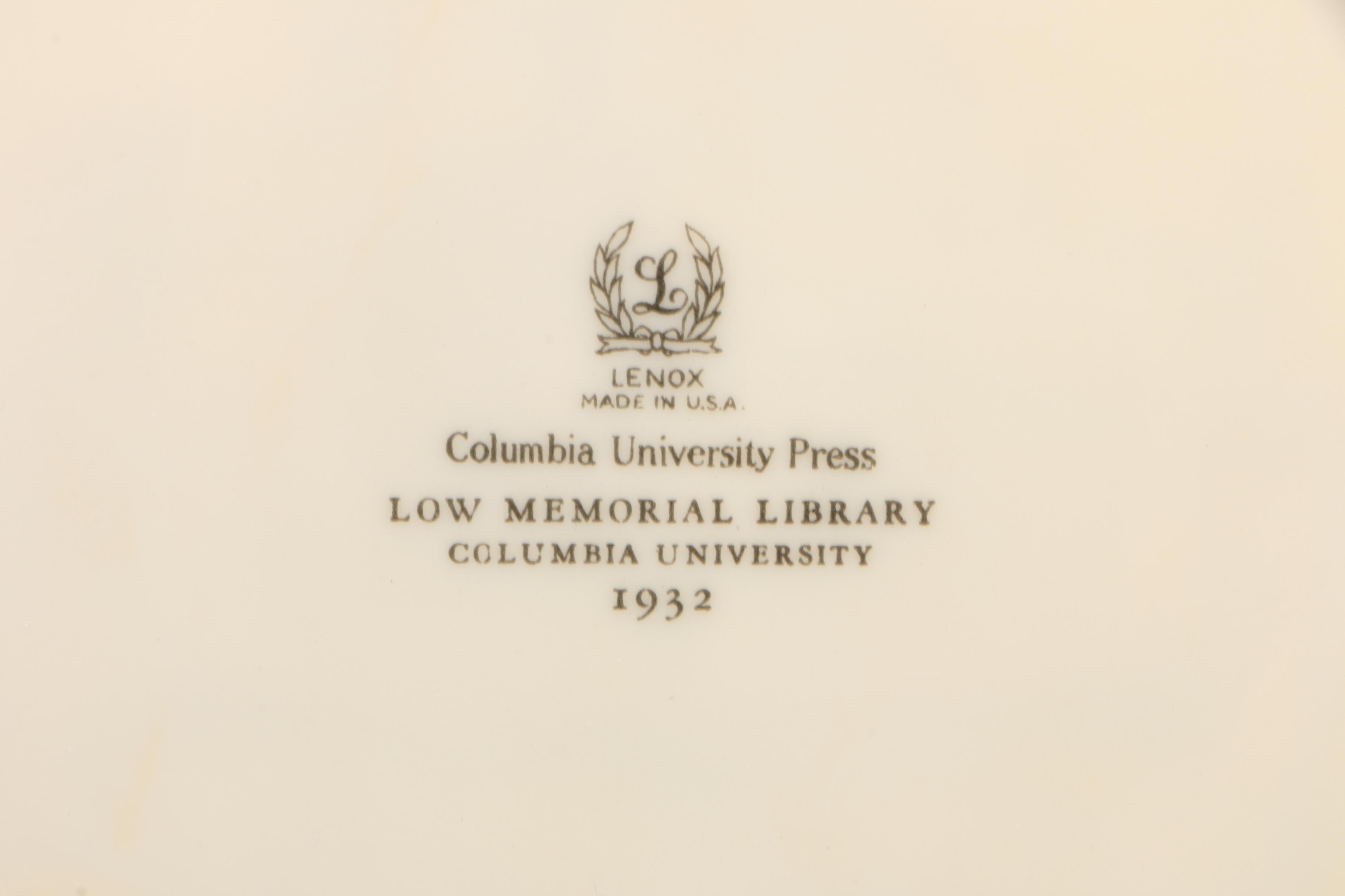 Lenox "Columbia University Low Memorial Library" China Collector Plate and Other
