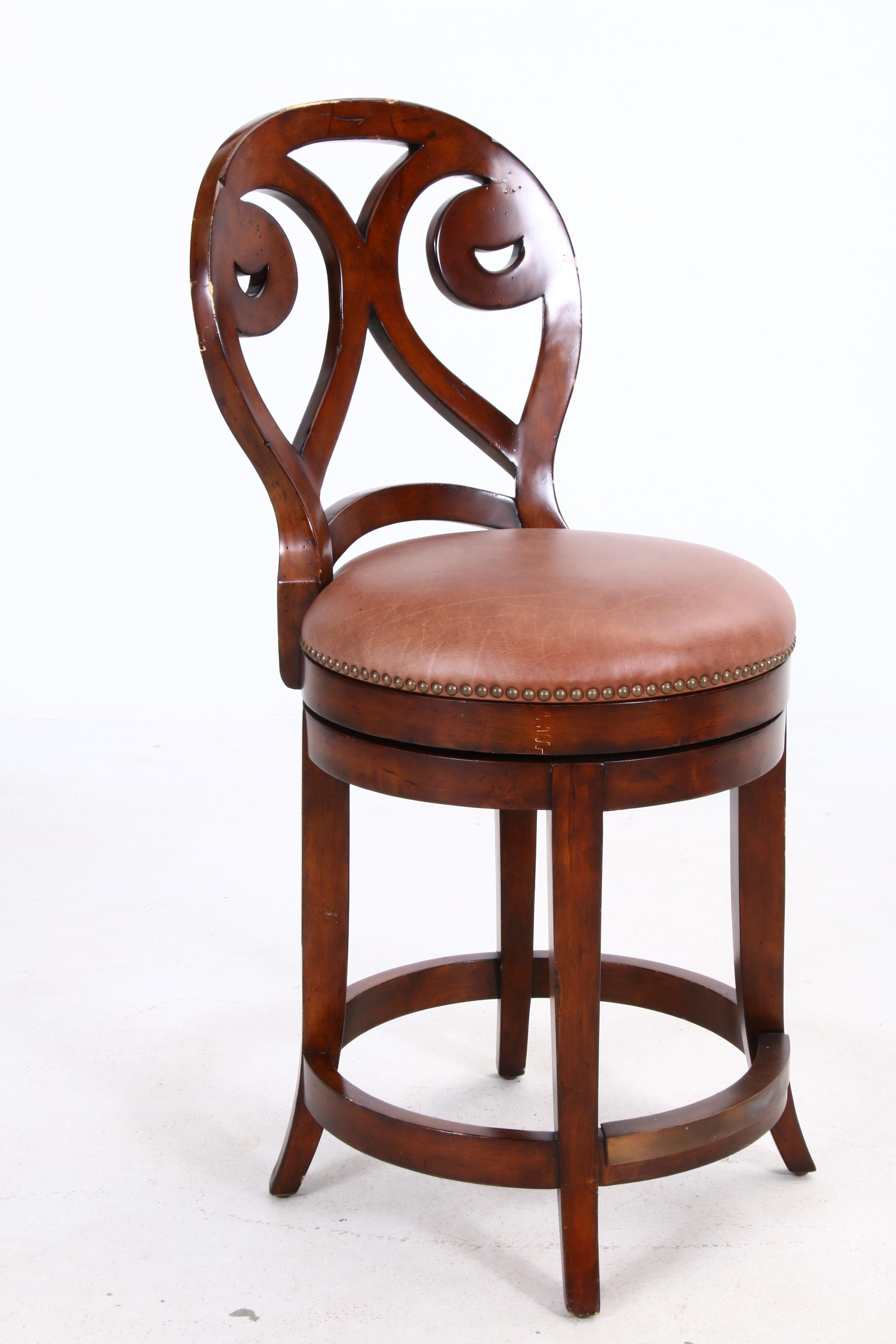 Pair of Artistica "Marquess" Leather Swivel Barstools