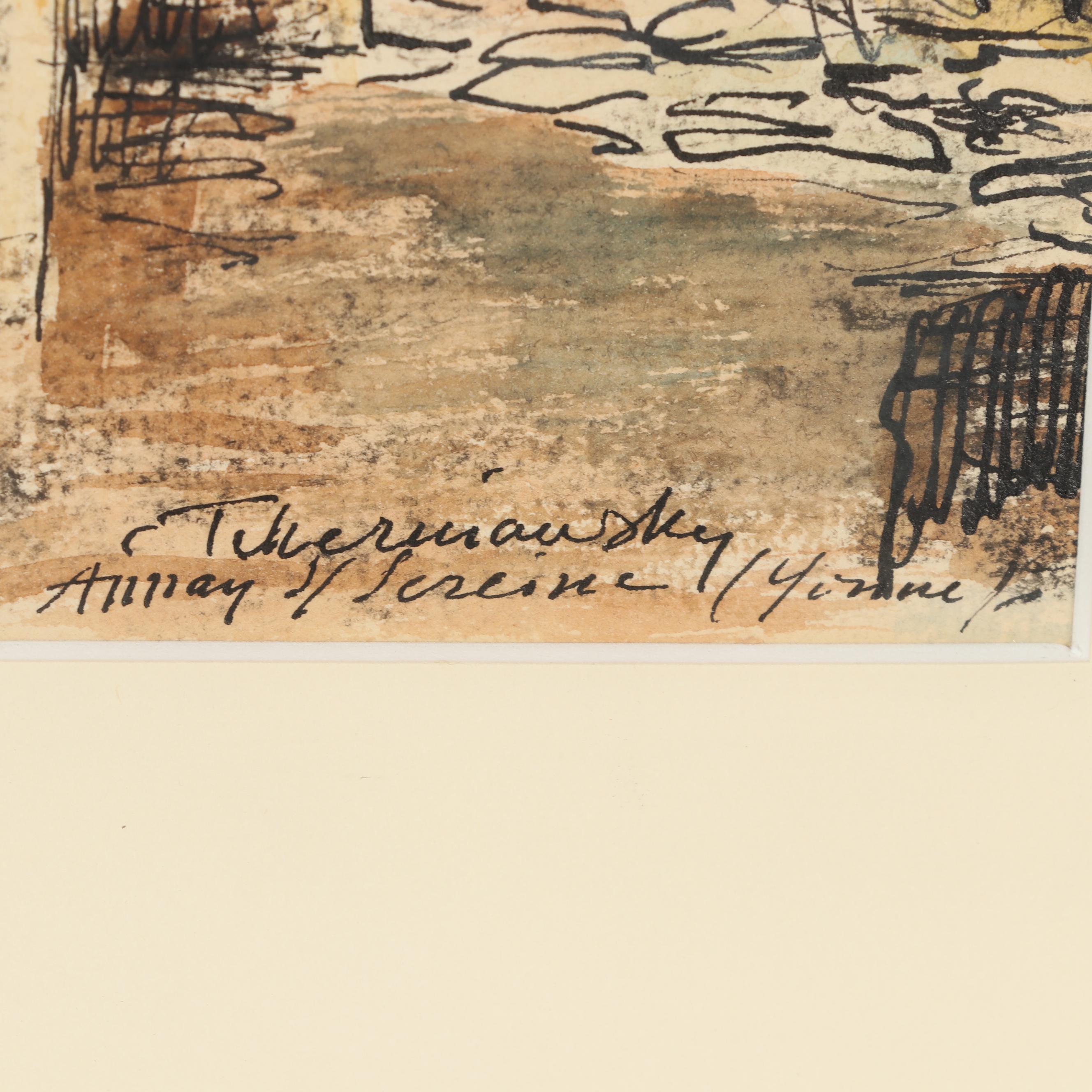 Charles Tcherniawsky Watercolor Painting "Annay sur Seine"