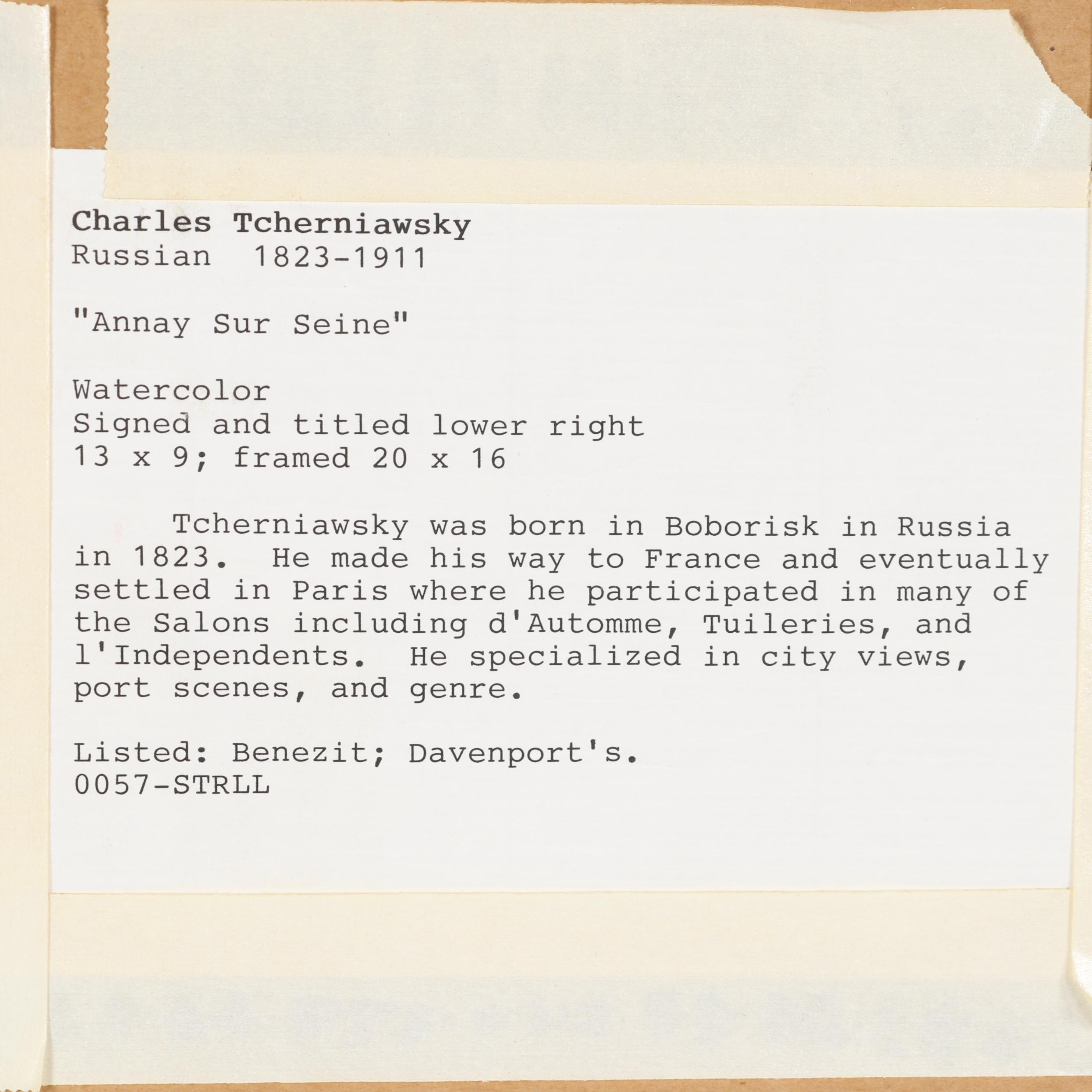 Charles Tcherniawsky Watercolor Painting "Annay sur Seine"