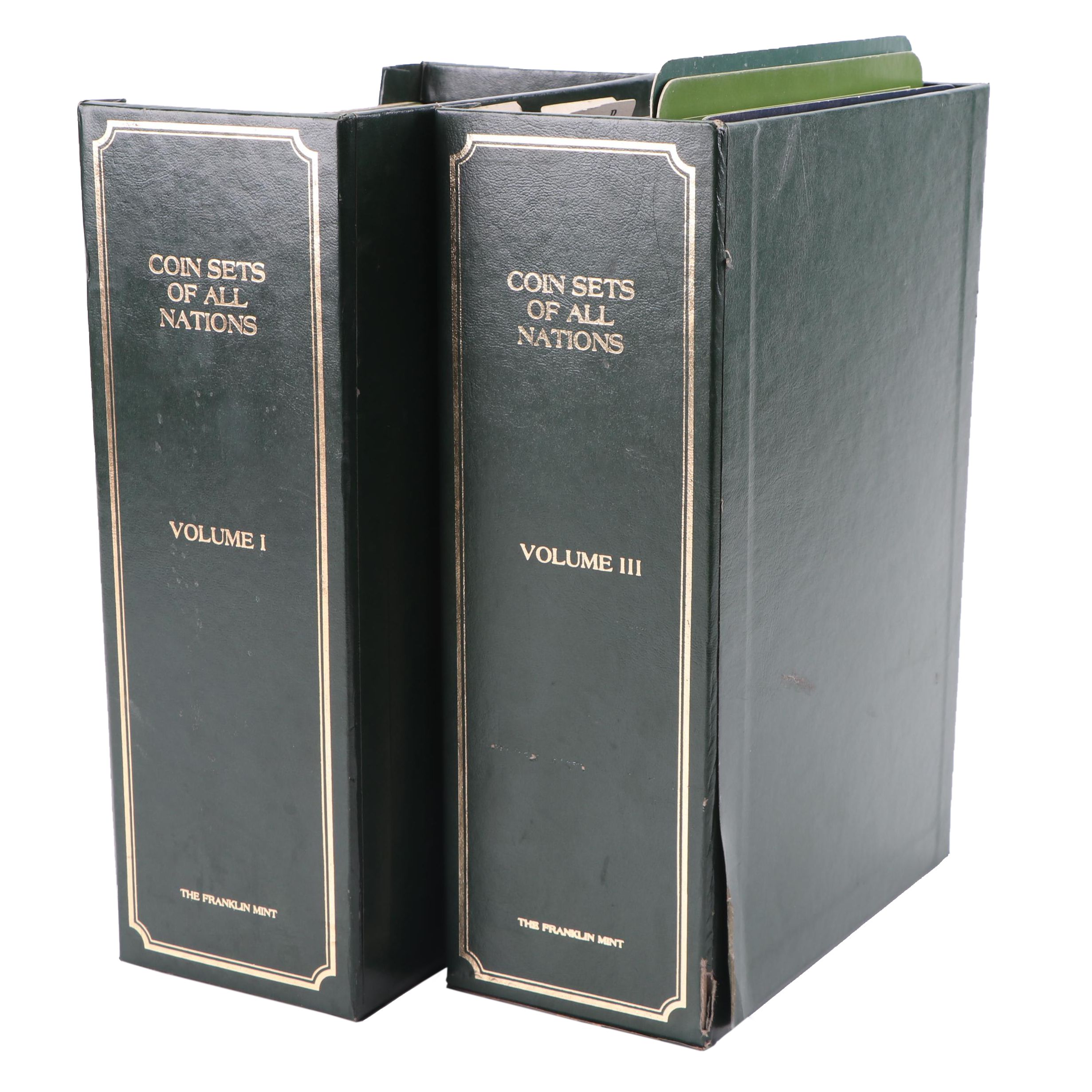 Franklin Mint "Coin Sets of All Nations" with Stamps Volumes 1 and 3