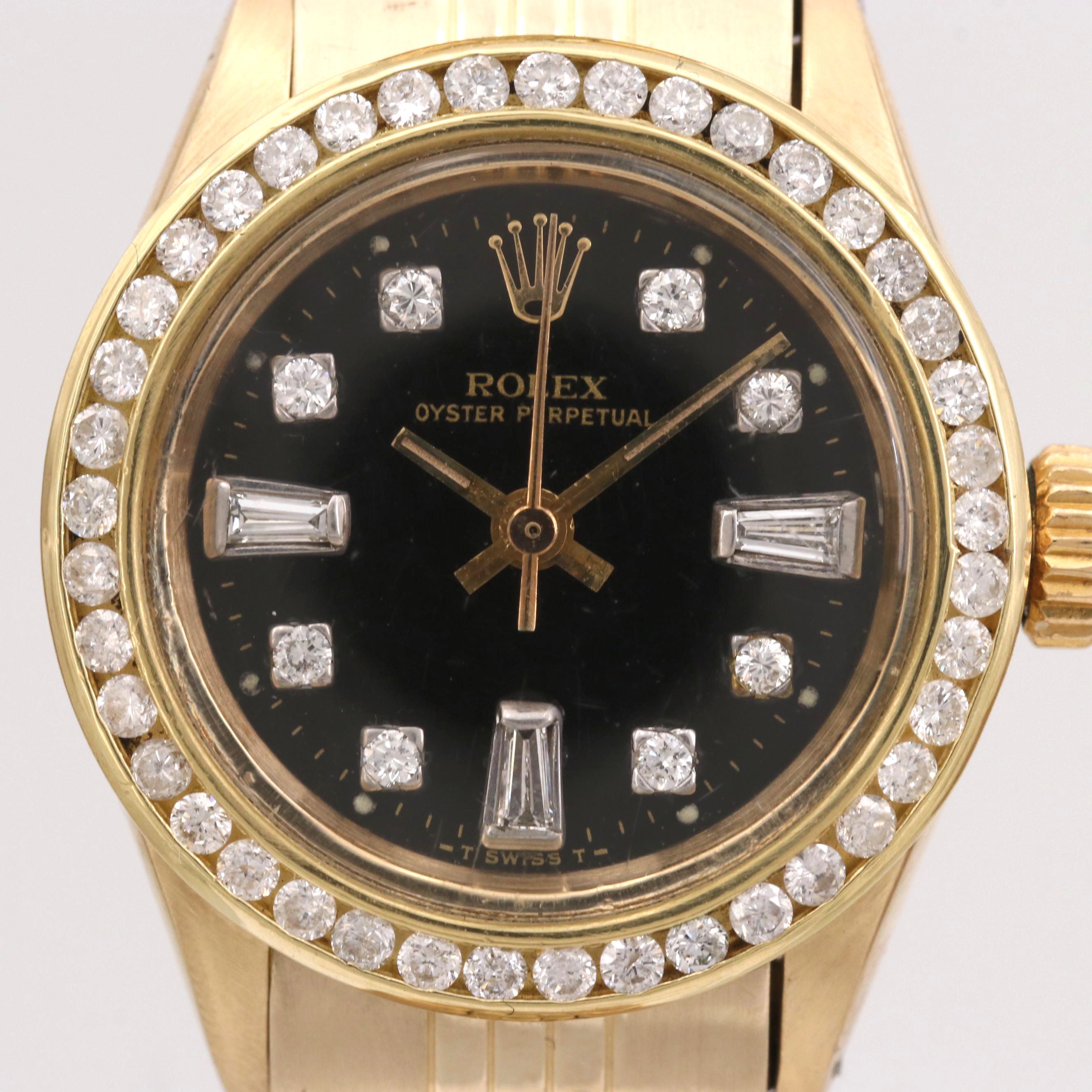 Vintage Rolex Oyster Perpetual 14K Gold and Diamond Automatic Watch