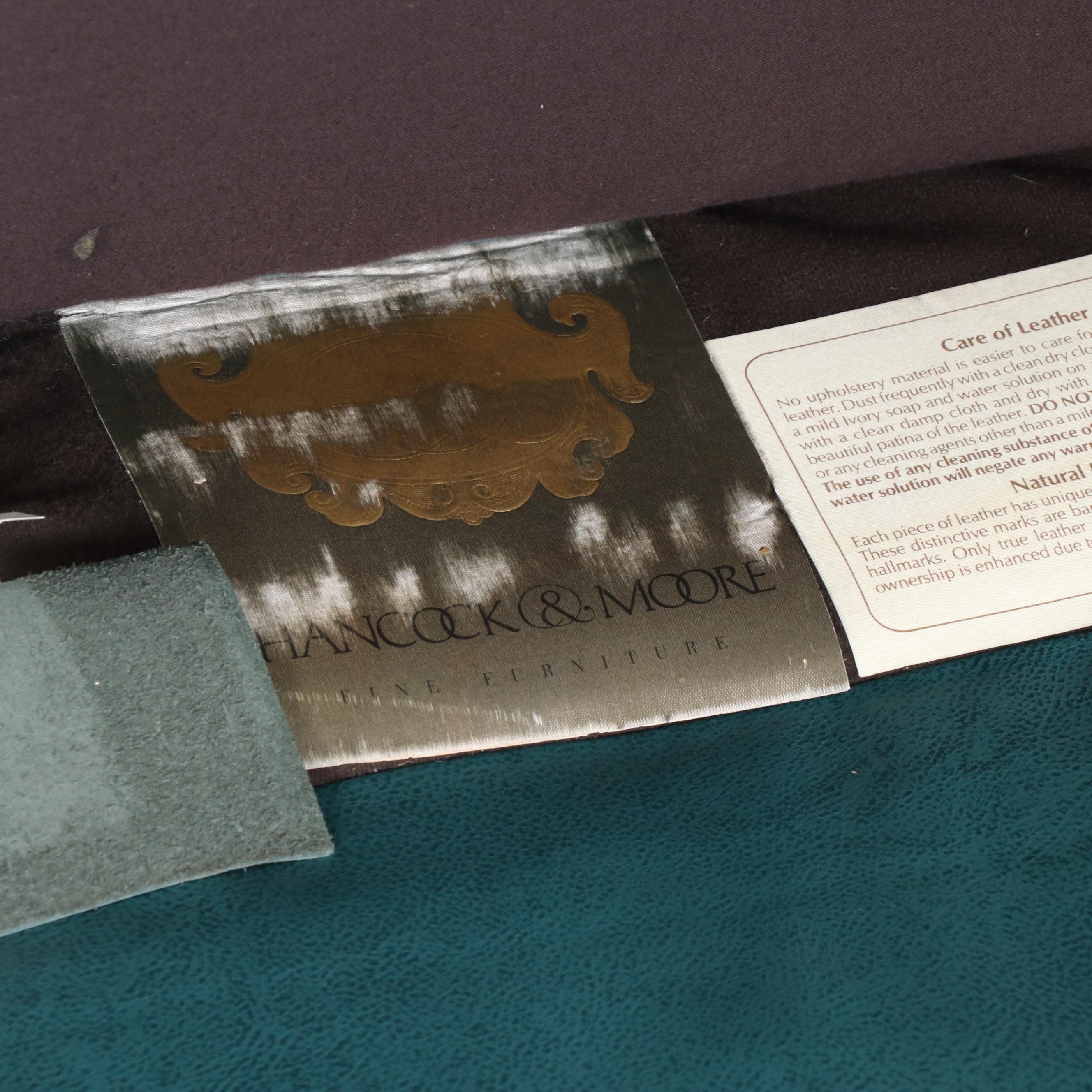 Hancock & Moore Teal Leather Club Chair With Nailhead Trim, Late 20th Century