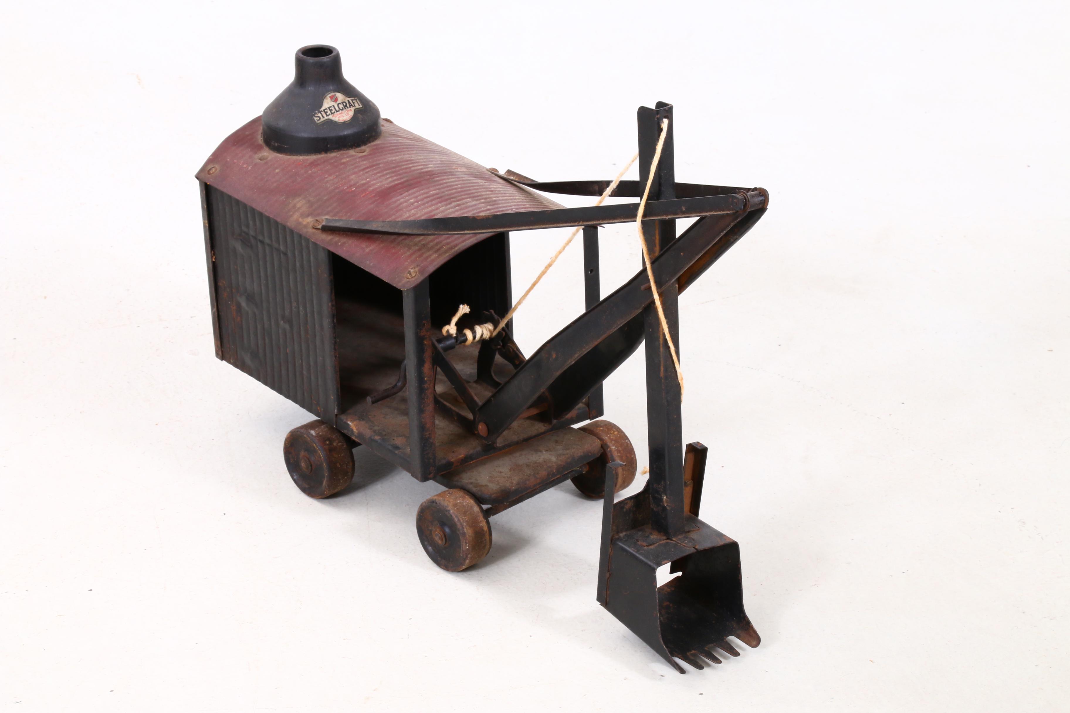 "Buddy L" Ice Delivery Truck and "Steelcraft" Steam Shovel Toys, Circa 1920s