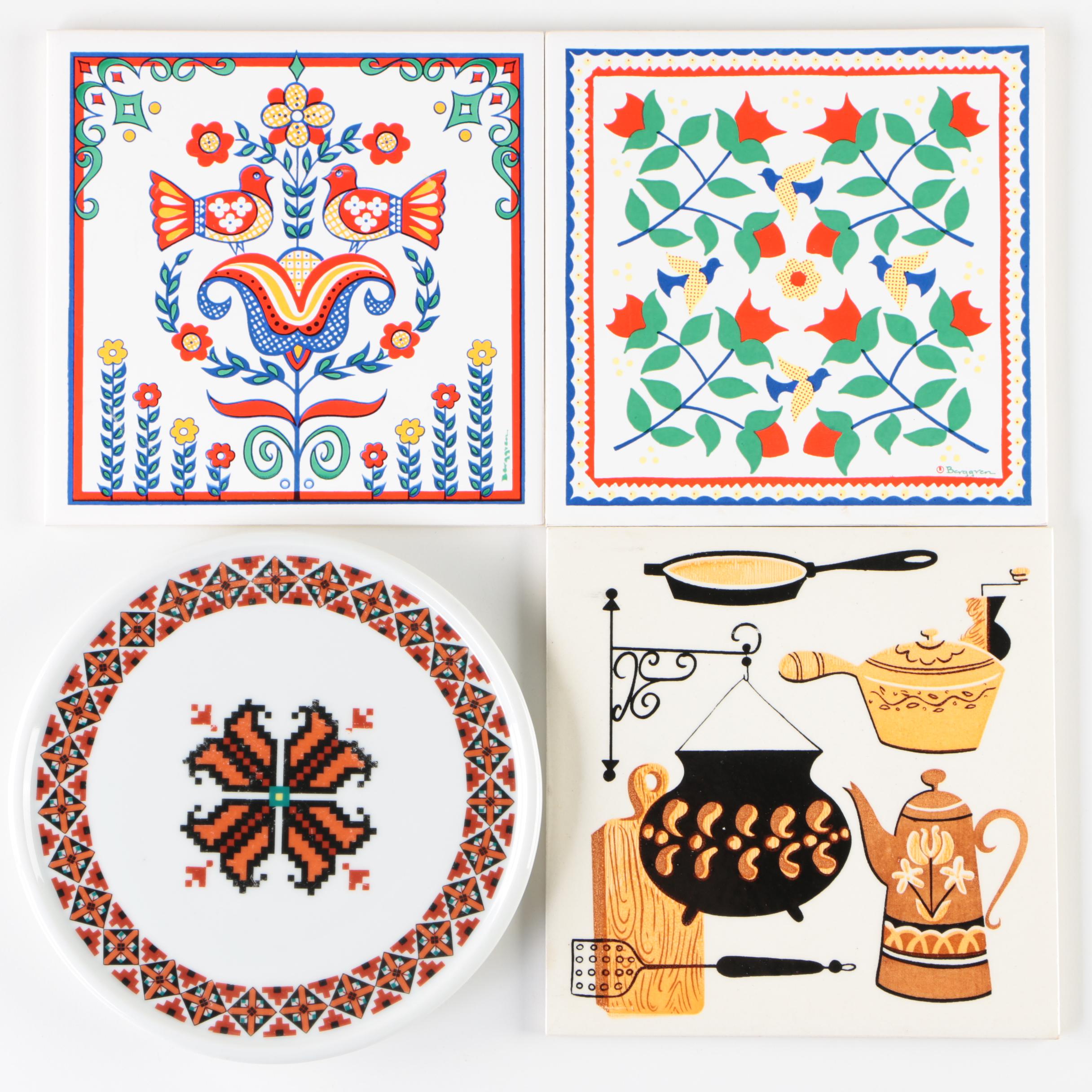 Berggren Originals Tile Trivets and More, Mid-Century