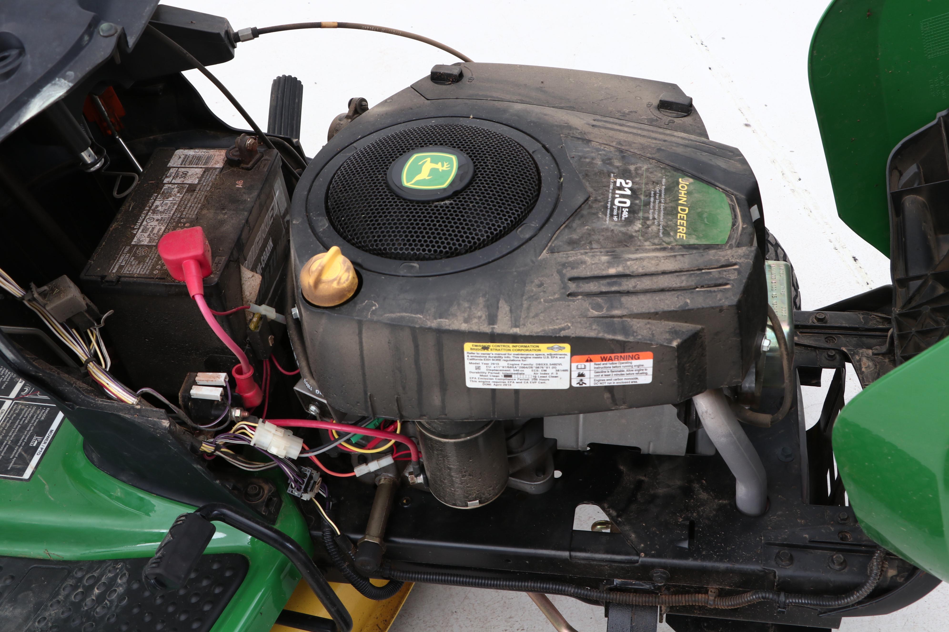 John Deere D120 Riding Lawn Mower and Bag Attachment