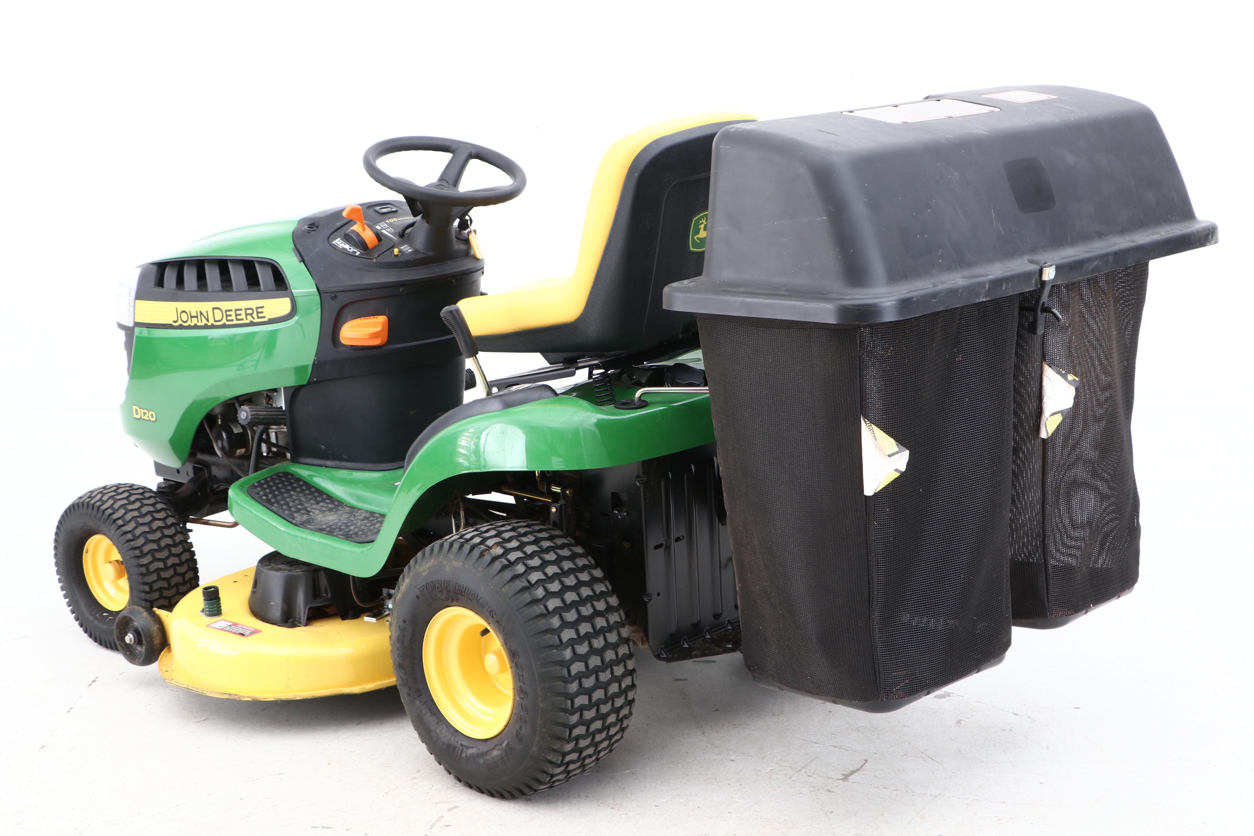 John Deere D120 Riding Lawn Mower and Bag Attachment