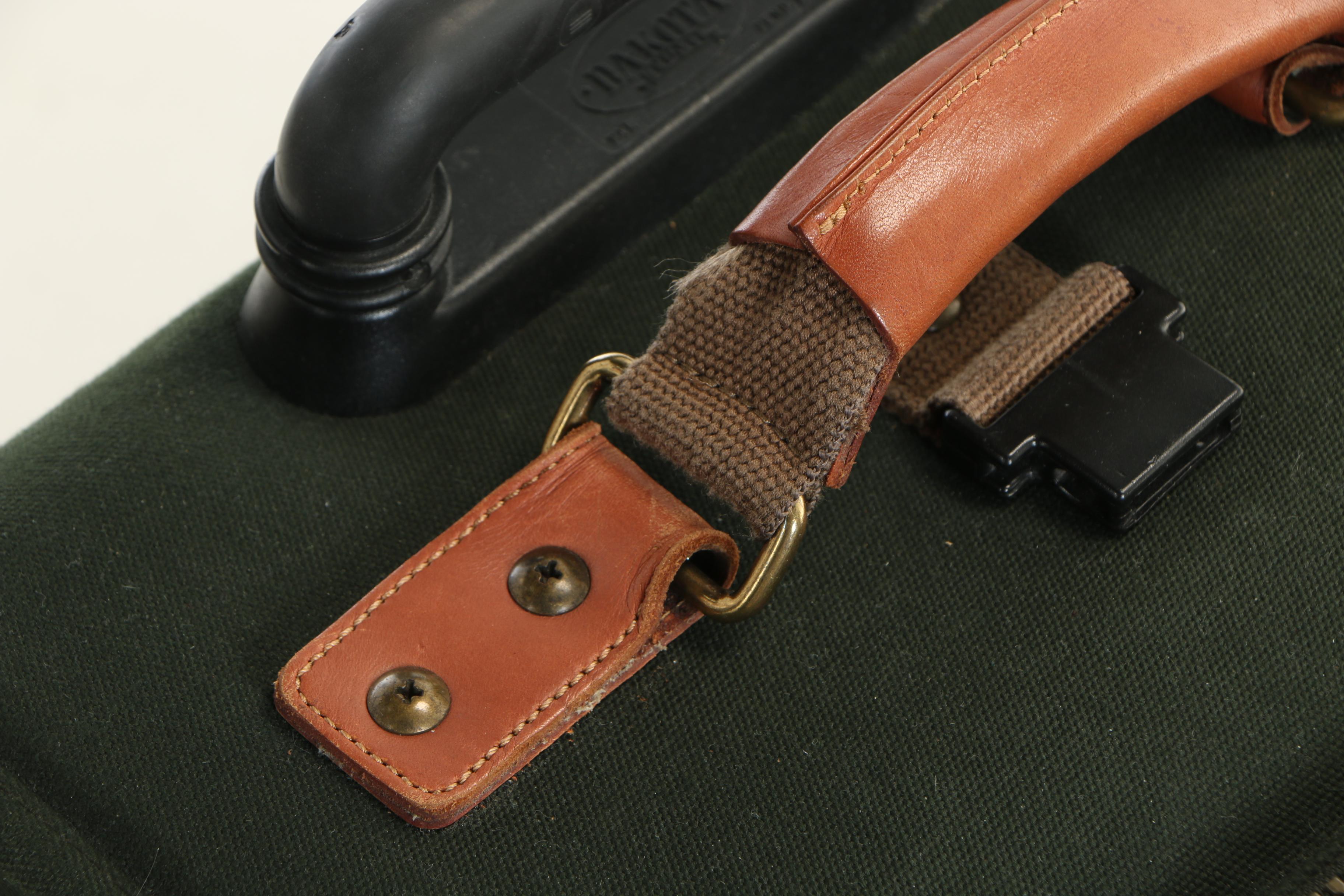 Tumi Dakota Green Canvas and Tan Leather Rolling Suitcase