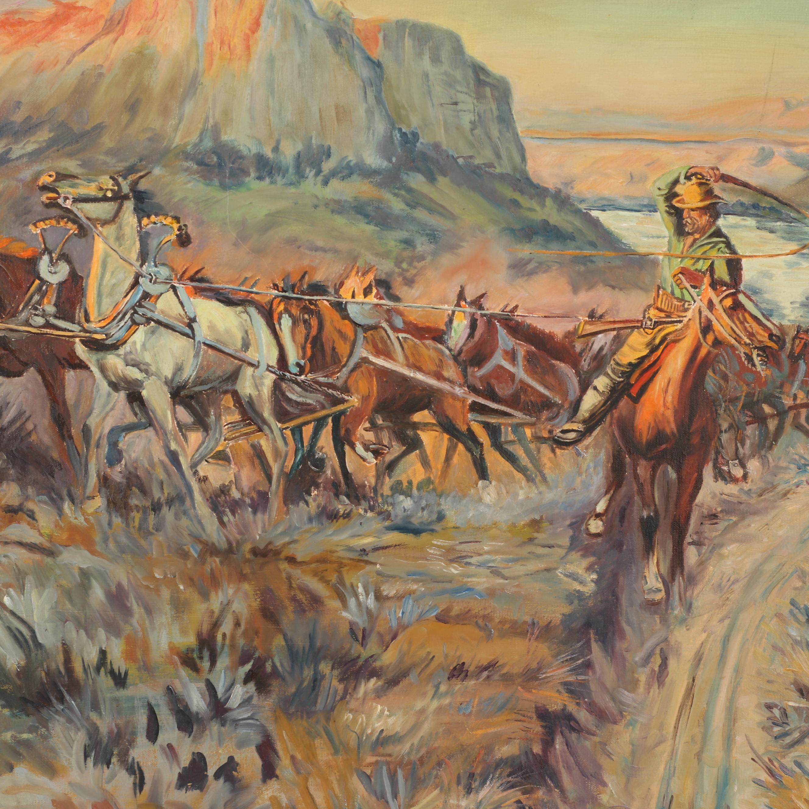 Wagon Train Oil Painting