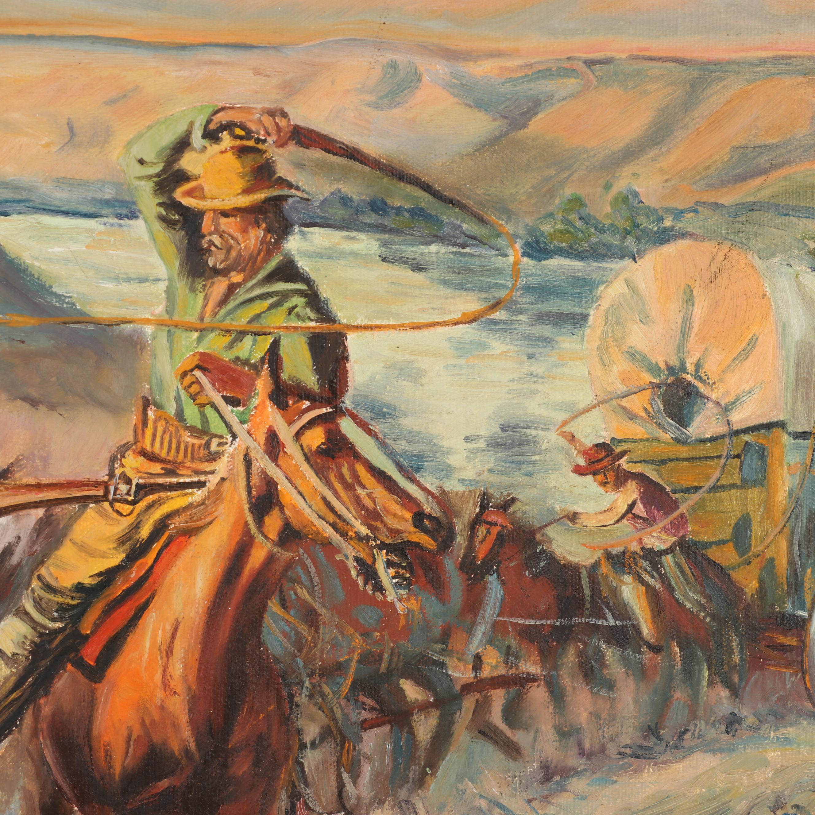 Wagon Train Oil Painting