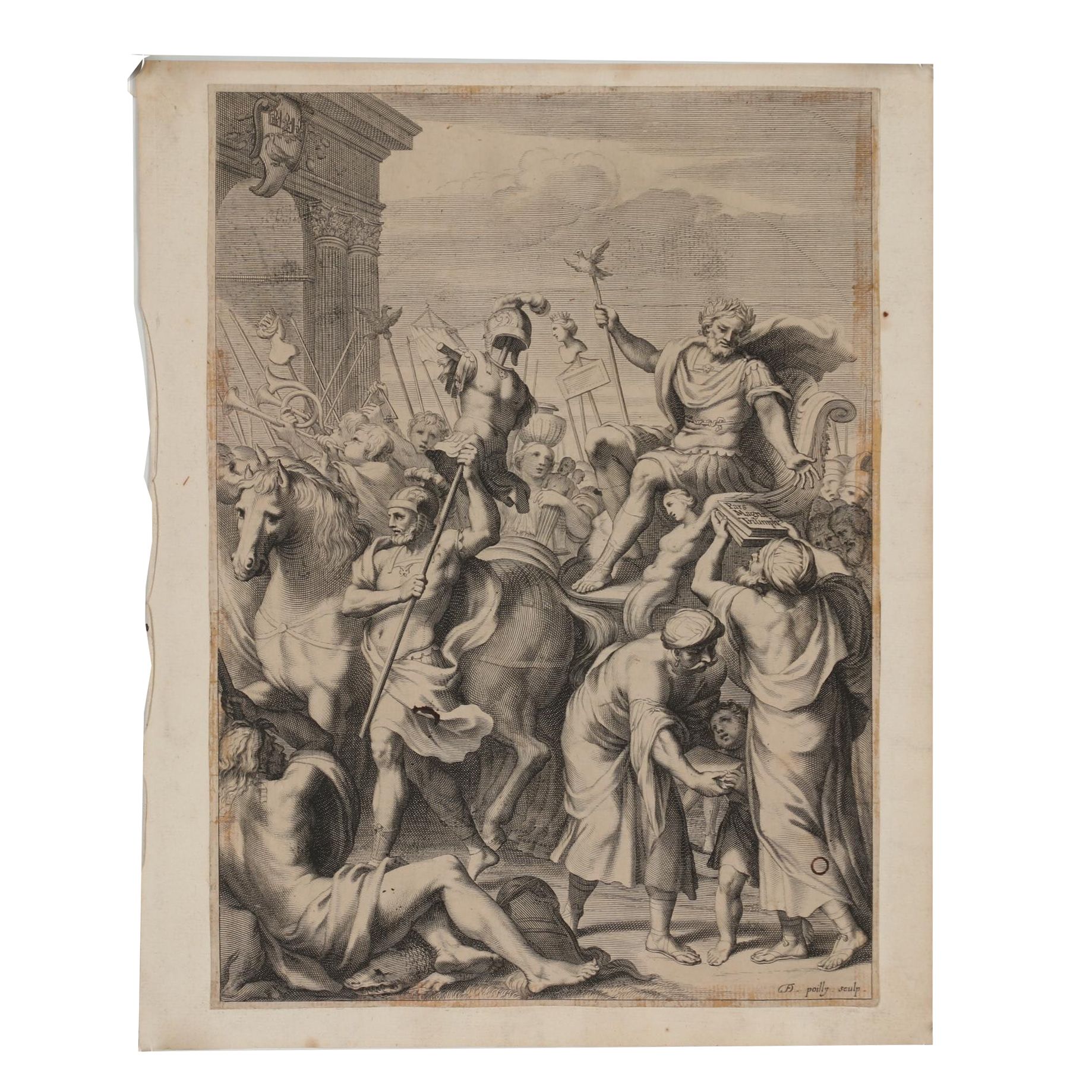 François de Poilly 17th Century Engraving of a Roman Triumphal Procession