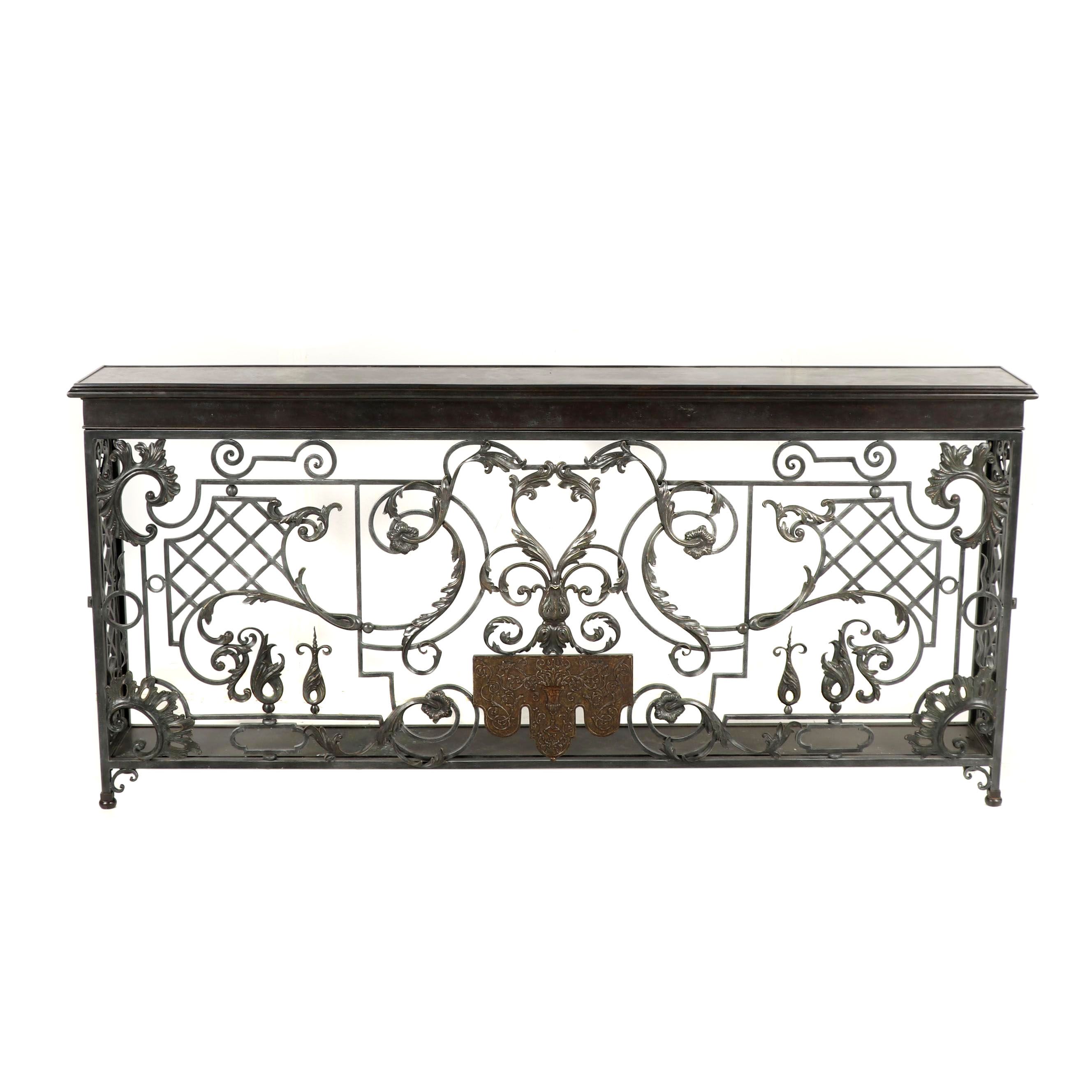 Contemporary Renaissance Style Patinated Metal Console Table