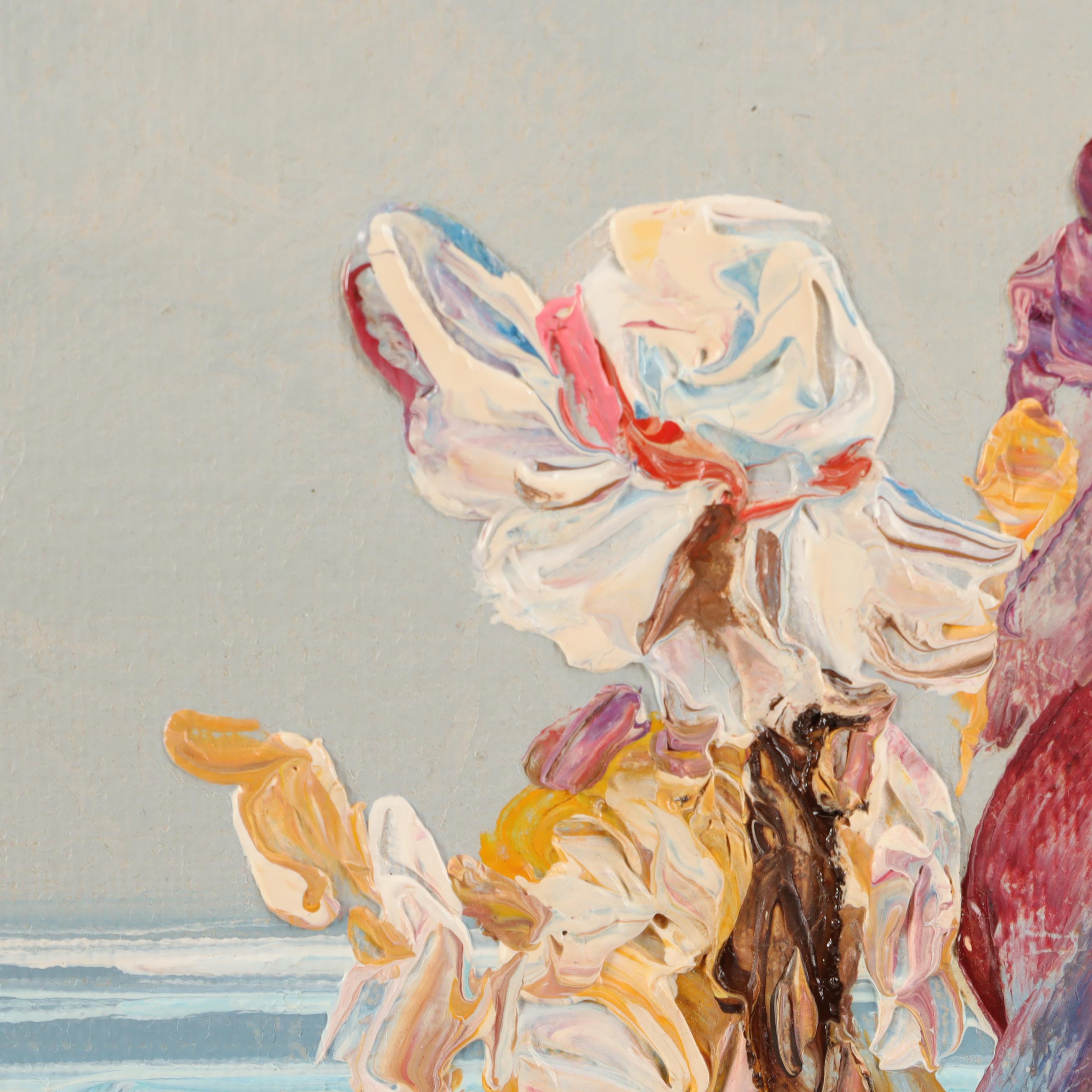 Marie Charlot Oil Painting of Woman and Children at Beach