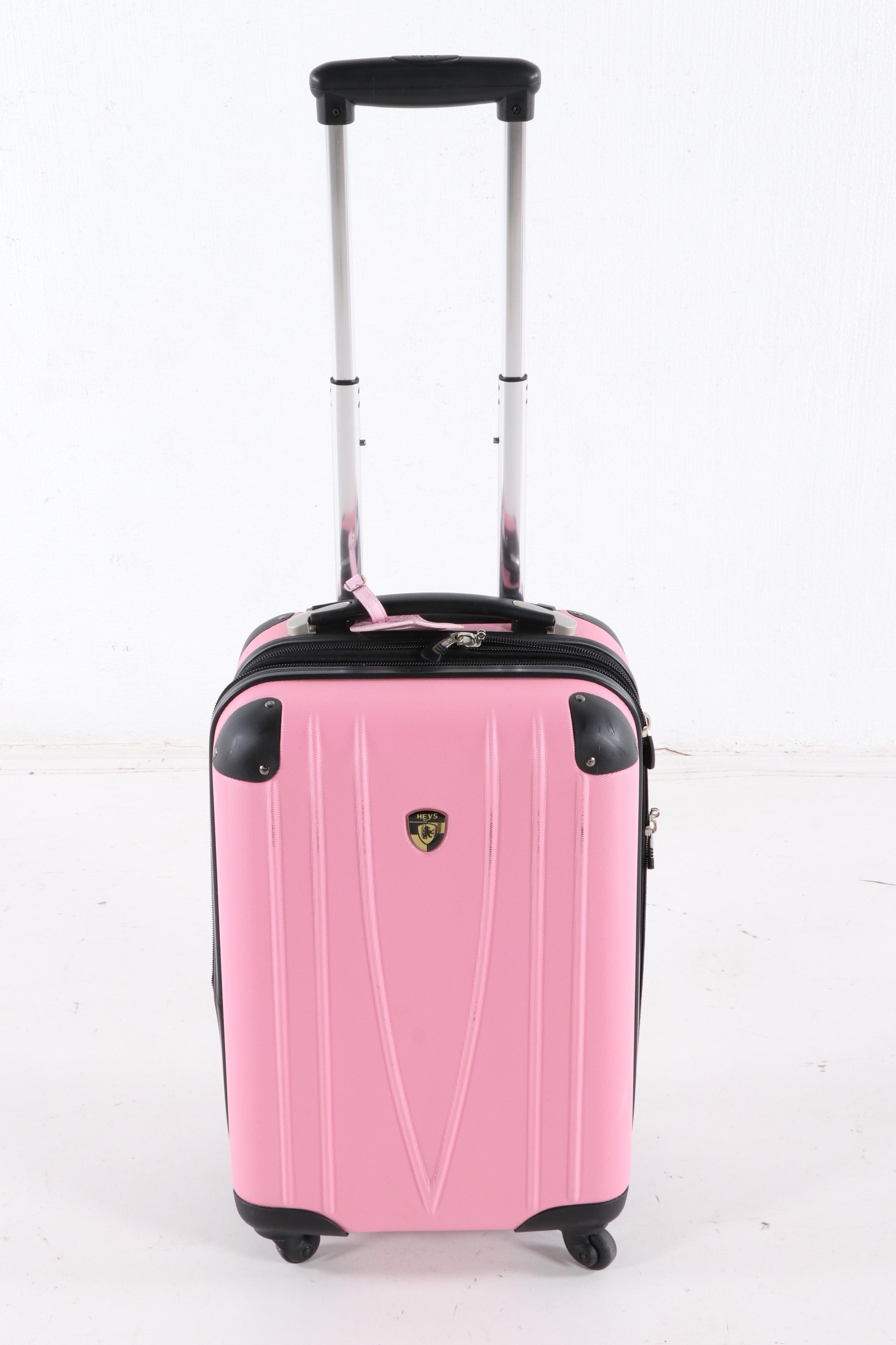 Heys Expandable Hardside Spinner Two-Piece Luggage Set in Pink and Black